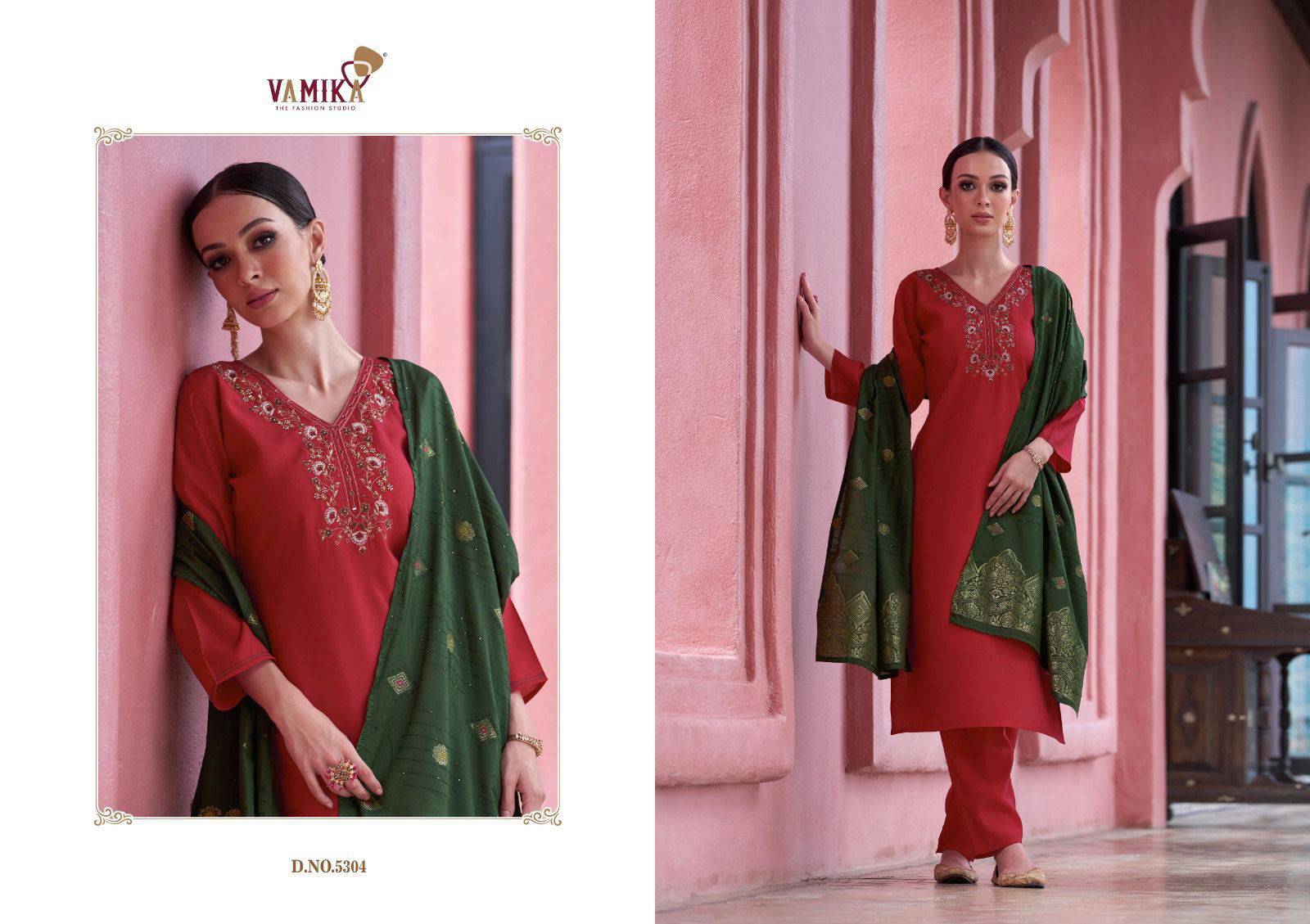 Liyana By Vamika 5301 to 5306 Series Designer Stylish Fancy Colorful Beautiful Party Wear & Ethnic Wear Collection  Viscose Embroidery Kurti Pant And Dupatta Collection At Wholesale Price