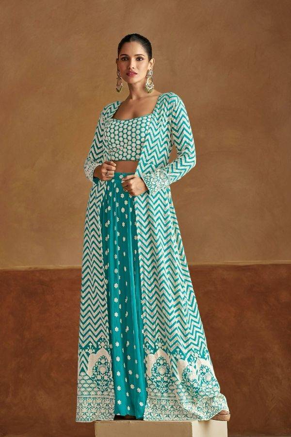 Geetika Gulkayra designer 7503 A to 7503 C Series Beautiful gowns Colorful Stylish Fancy Casual Wear & Ethnic Wear georgette Dresses At Wholesale Price