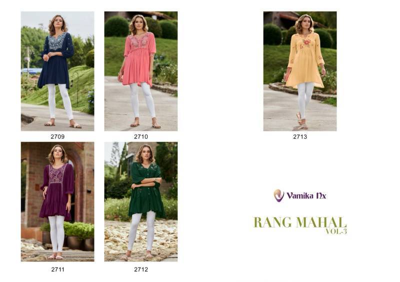 Rang Mahal Vol 3 By Vamika nx 2709 to 2712 Series Designer Stylish Fancy Colorful Beautiful Party Wear & Ethnic Wear Collection rayon tops At Wholesale Price