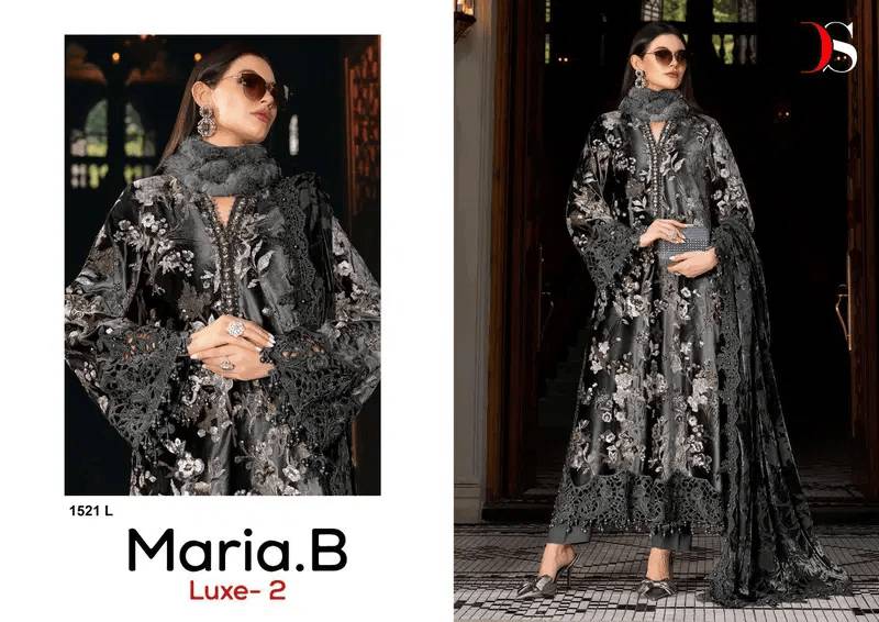  Deepsy Maria B Luxe-2 D No 1521 colors Series Pakistani Stylish Beautiful Colourful Printed & Embroidered Party Wear & Occasional Wear Pure Viscose Rayon Dresses At Wholesale Price