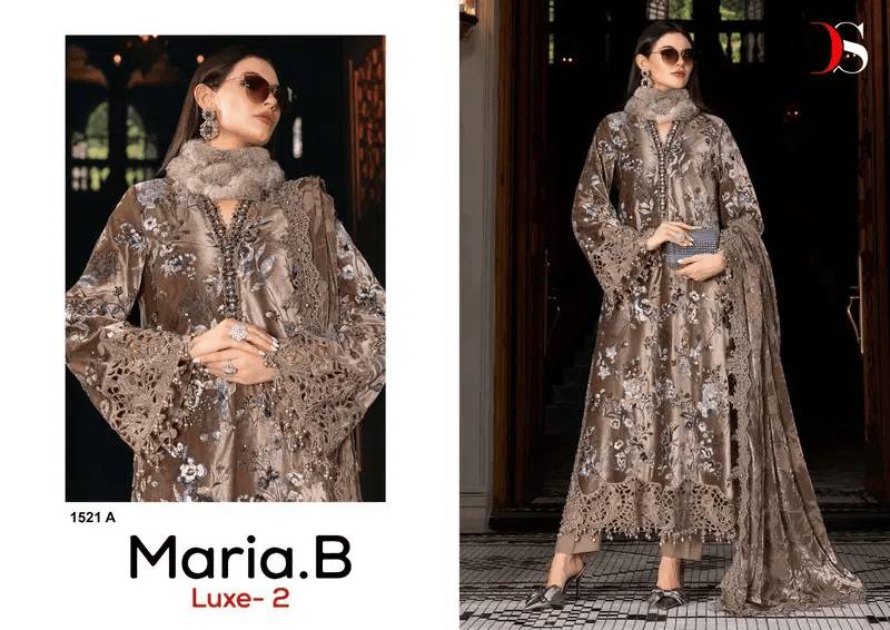  Deepsy Maria B Luxe-2 D No 1521 colors Series Pakistani Stylish Beautiful Colourful Printed & Embroidered Party Wear & Occasional Wear Pure Viscose Rayon Dresses At Wholesale Price