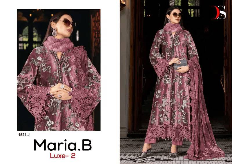  Deepsy Maria B Luxe-2 D No 1521 colors Series Pakistani Stylish Beautiful Colourful Printed & Embroidered Party Wear & Occasional Wear Pure Viscose Rayon Dresses At Wholesale Price