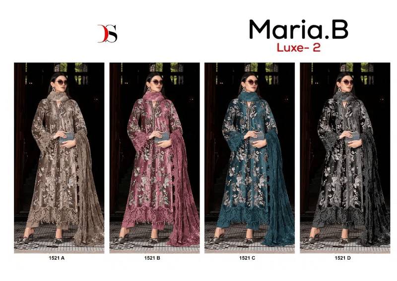  Deepsy Maria B Luxe-2 D No 1521 colors Series Pakistani Stylish Beautiful Colourful Printed & Embroidered Party Wear & Occasional Wear Pure Viscose Rayon Dresses At Wholesale Price