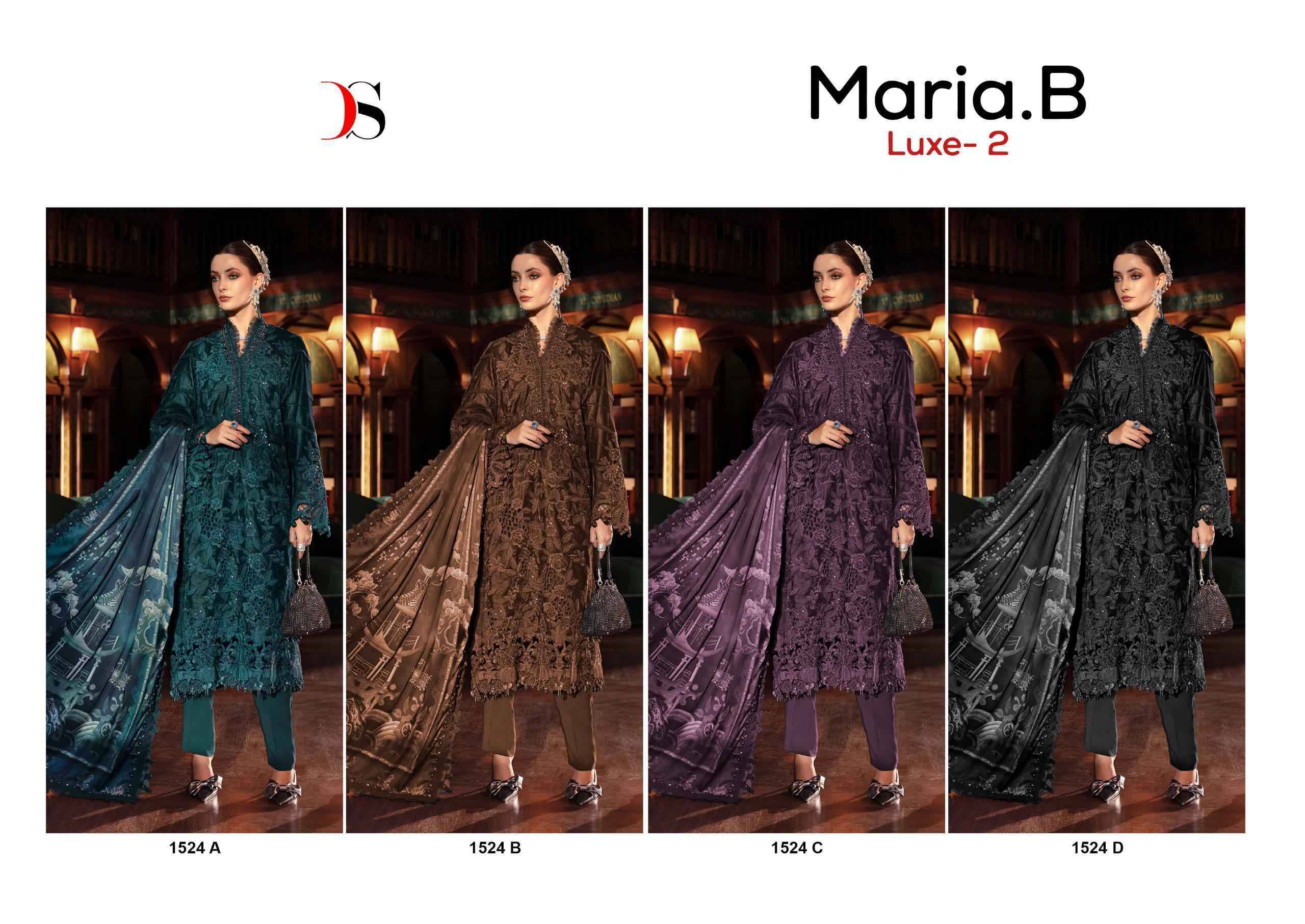  Deepsy Maria B Luxe-2 D No 1524 colors Series Pakistani Stylish Beautiful Colourful Printed & Embroidered Party Wear & Occasional Wear Pure Viscose Rayon Dresses At Wholesale Price