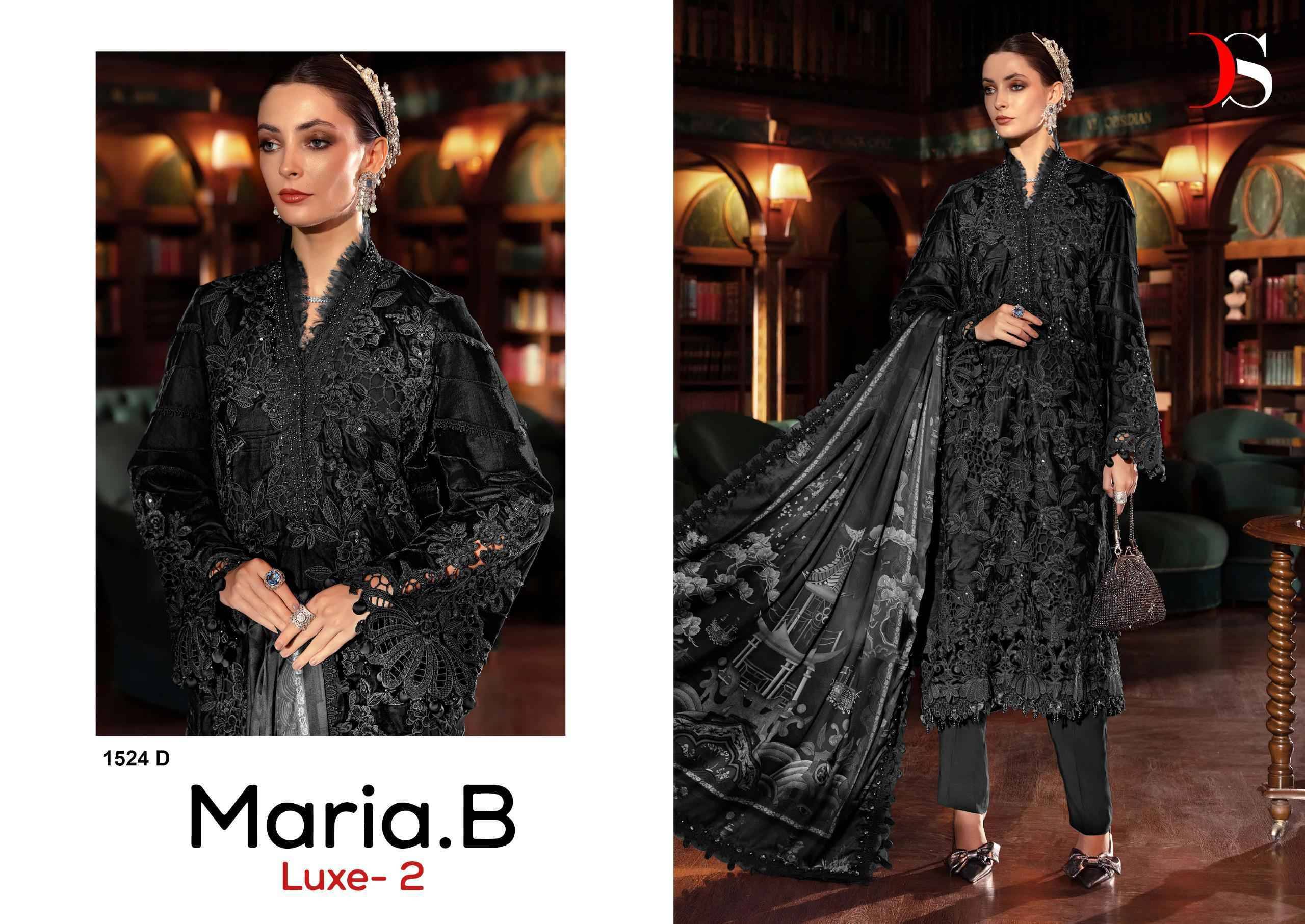  Deepsy Maria B Luxe-2 D No 1524 colors Series Pakistani Stylish Beautiful Colourful Printed & Embroidered Party Wear & Occasional Wear Pure Viscose Rayon Dresses At Wholesale Price