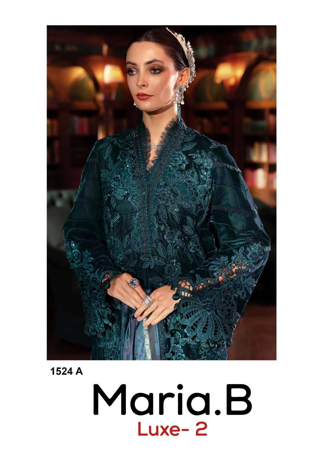  Deepsy Maria B Luxe-2 D No 1524 colors Series Pakistani Stylish Beautiful Colourful Printed & Embroidered Party Wear & Occasional Wear Pure Viscose Rayon Dresses At Wholesale Price