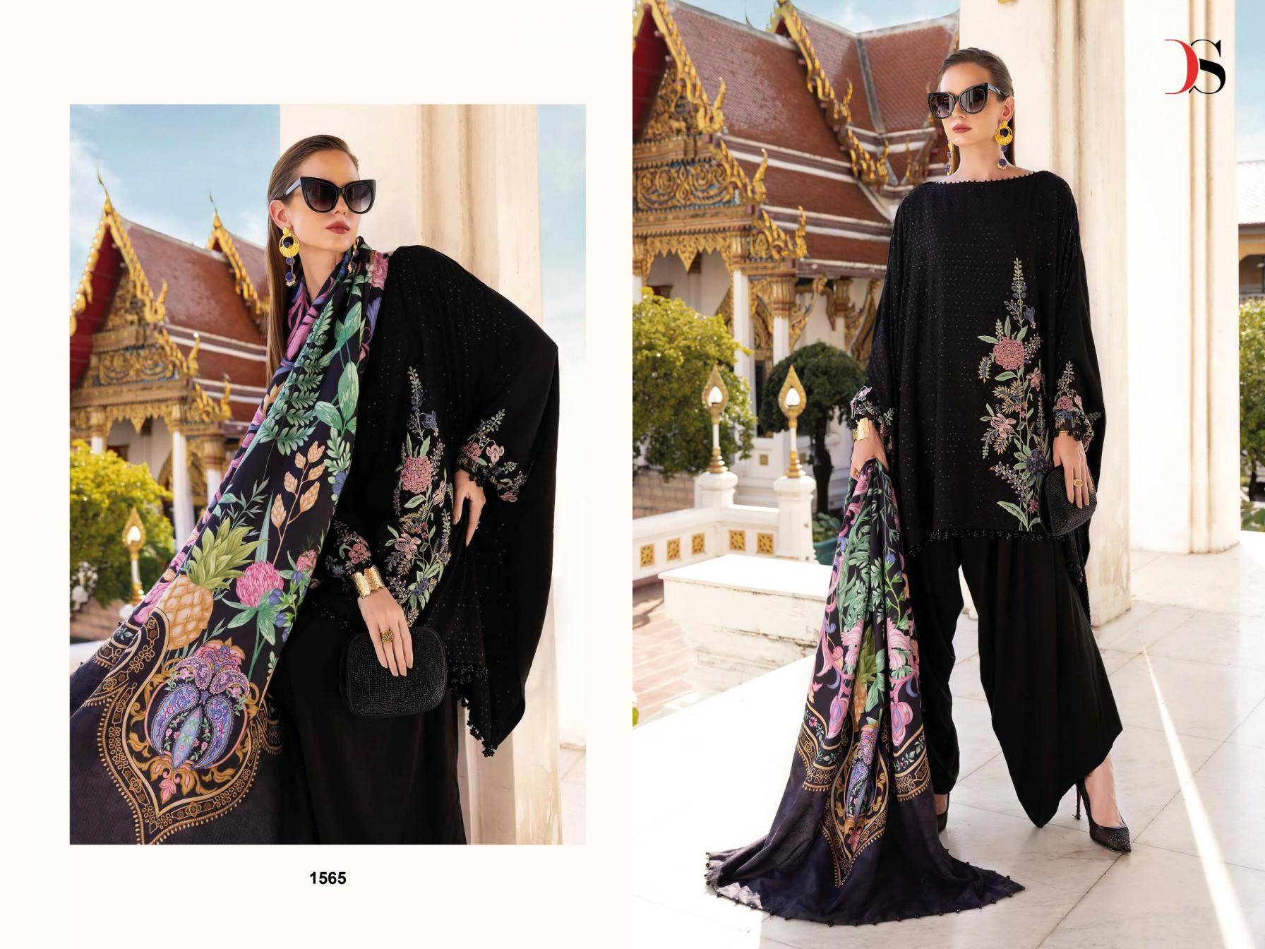  MARIA B PREMIUM EMBROIDERED REYON 5 BY DEEPSY SUITS 1561 TO 1566 Series Pakistani Stylish Beautiful Colourful Printed & Embroidered Party Wear & Occasional Wear Pure Viscose Rayon Dresses At Wholesale Price