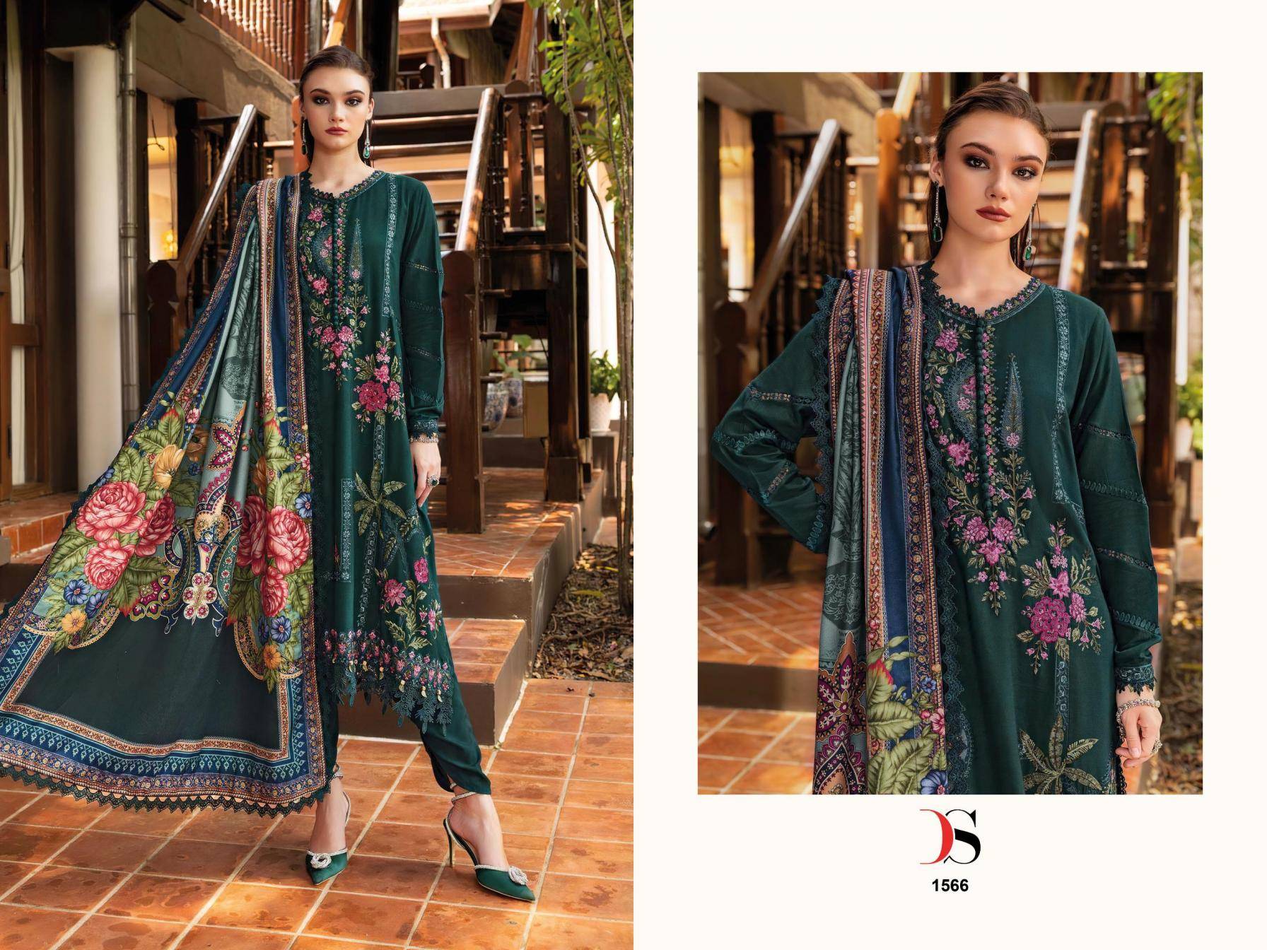  MARIA B PREMIUM EMBROIDERED REYON 5 BY DEEPSY SUITS 1561 TO 1566 Series Pakistani Stylish Beautiful Colourful Printed & Embroidered Party Wear & Occasional Wear Pure Viscose Rayon Dresses At Wholesale Price