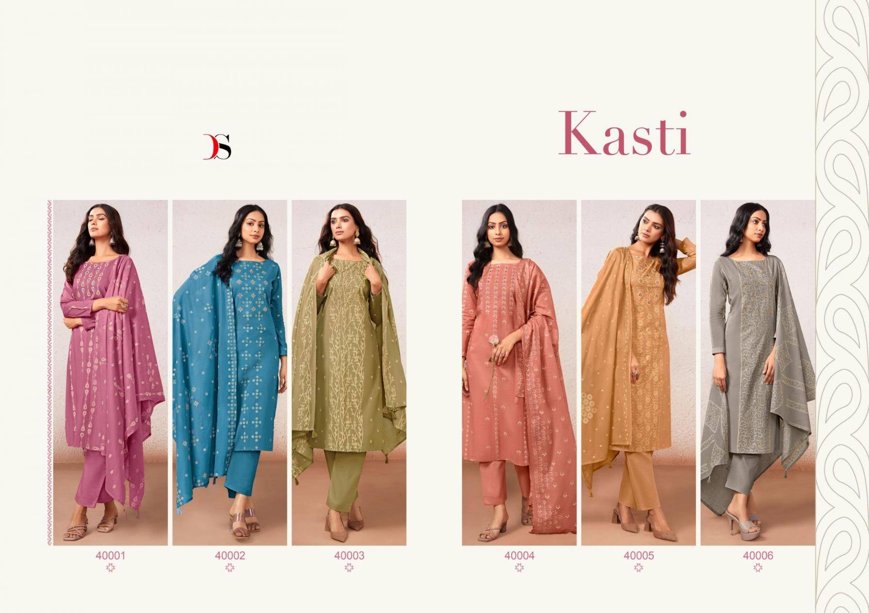 Kasti BY DEEPSY SUITS 4001 TO 4006 Series Pakistani Stylish Beautiful Colourful Printed & Embroidered Party Wear & Occasional Wear Pure cotton Dresses At Wholesale Price