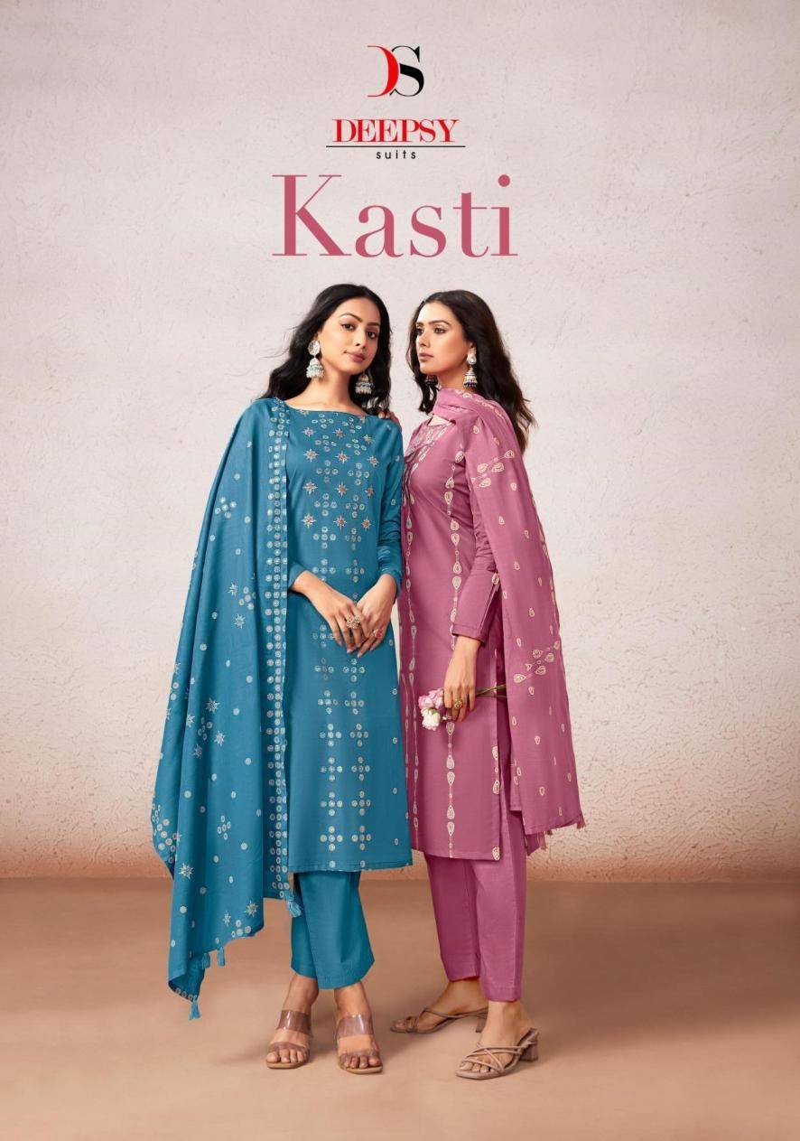 Kasti BY DEEPSY SUITS 4001 TO 4006 Series Pakistani Stylish Beautiful Colourful Printed & Embroidered Party Wear & Occasional Wear Pure cotton Dresses At Wholesale Price