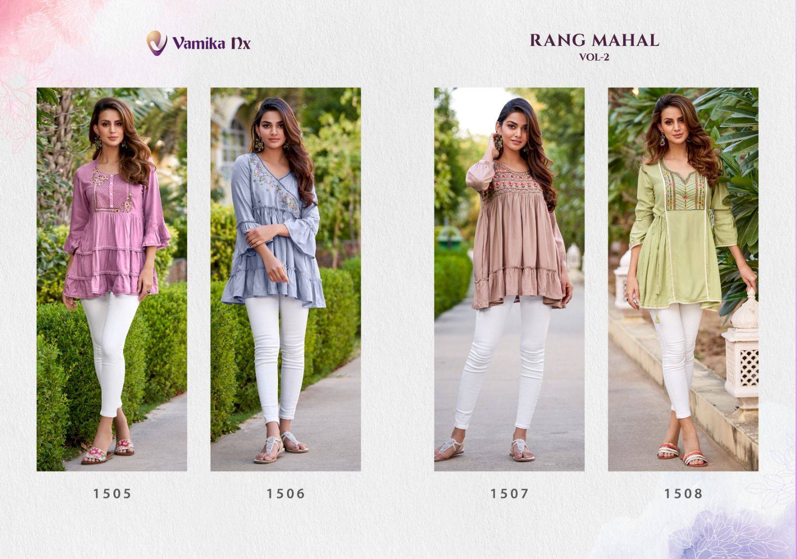 Rang Mahal Vol 2 By Vamika Nx 1505 to 1508 Series Designer Stylish Fancy Colorful Beautiful Party Wear & Ethnic Wear Collection rayon tops At Wholesale Price