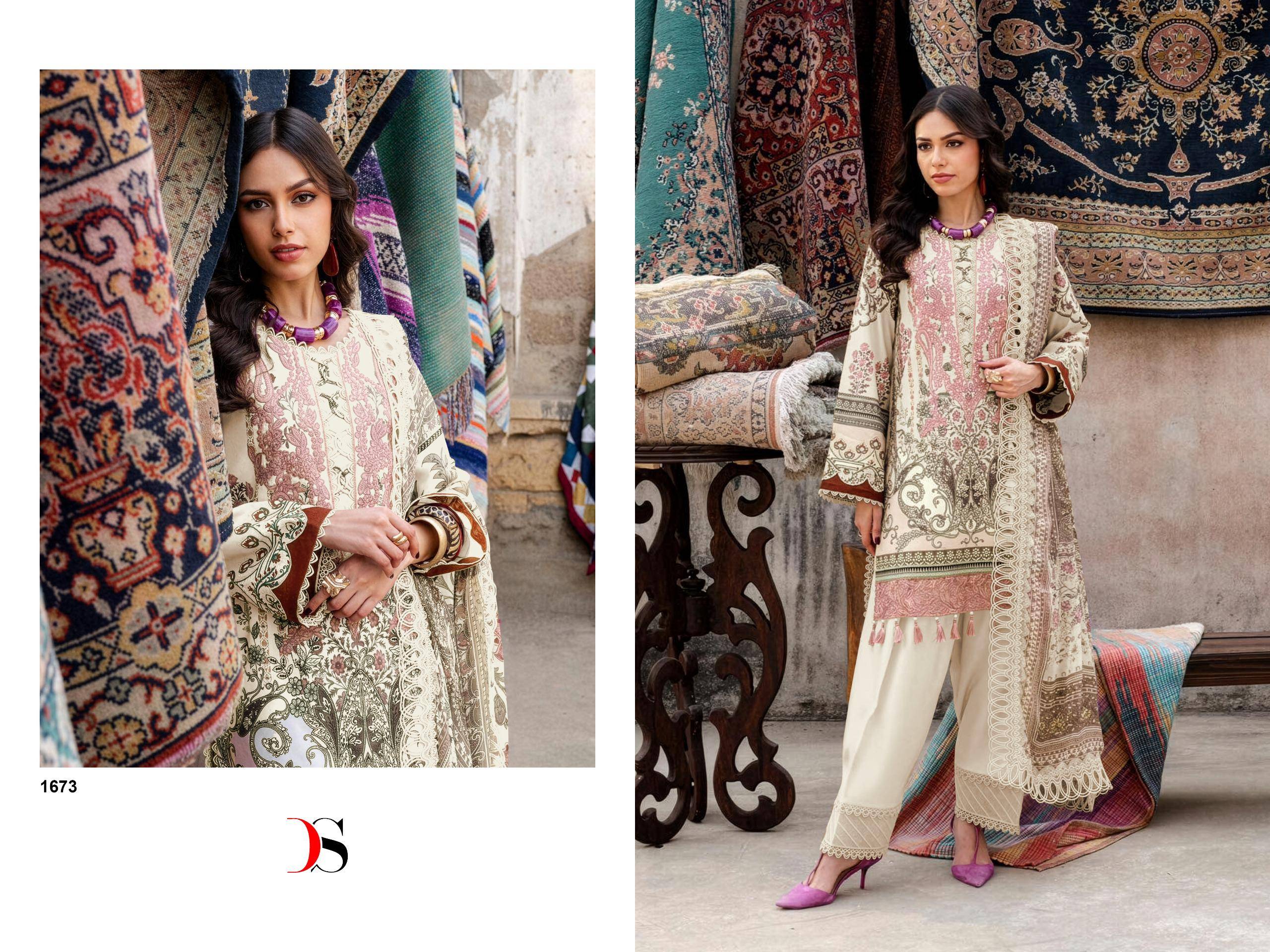 JADE BLISS LAWN 25 VOL 4 BY DEEPSY 1671 TO 1678 SERIES Pakistani Stylish Beautiful Colourful Printed & Embroidered Party Wear & Occasional Wear Pure cotton Dresses At Wholesale Price