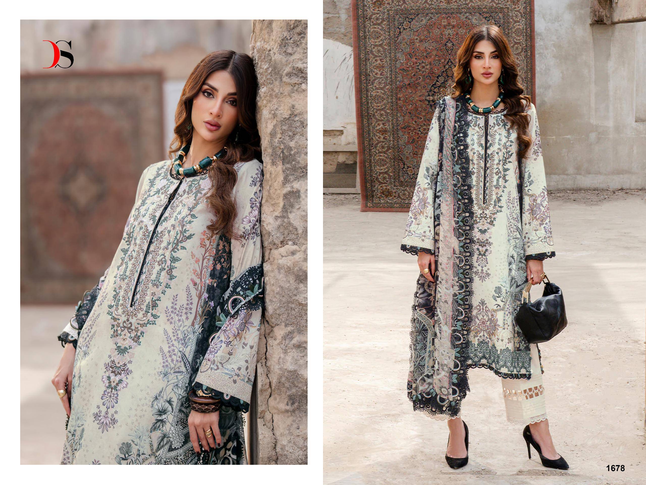 JADE BLISS LAWN 25 VOL 4 BY DEEPSY 1671 TO 1678 SERIES Pakistani Stylish Beautiful Colourful Printed & Embroidered Party Wear & Occasional Wear Pure cotton Dresses At Wholesale Price
