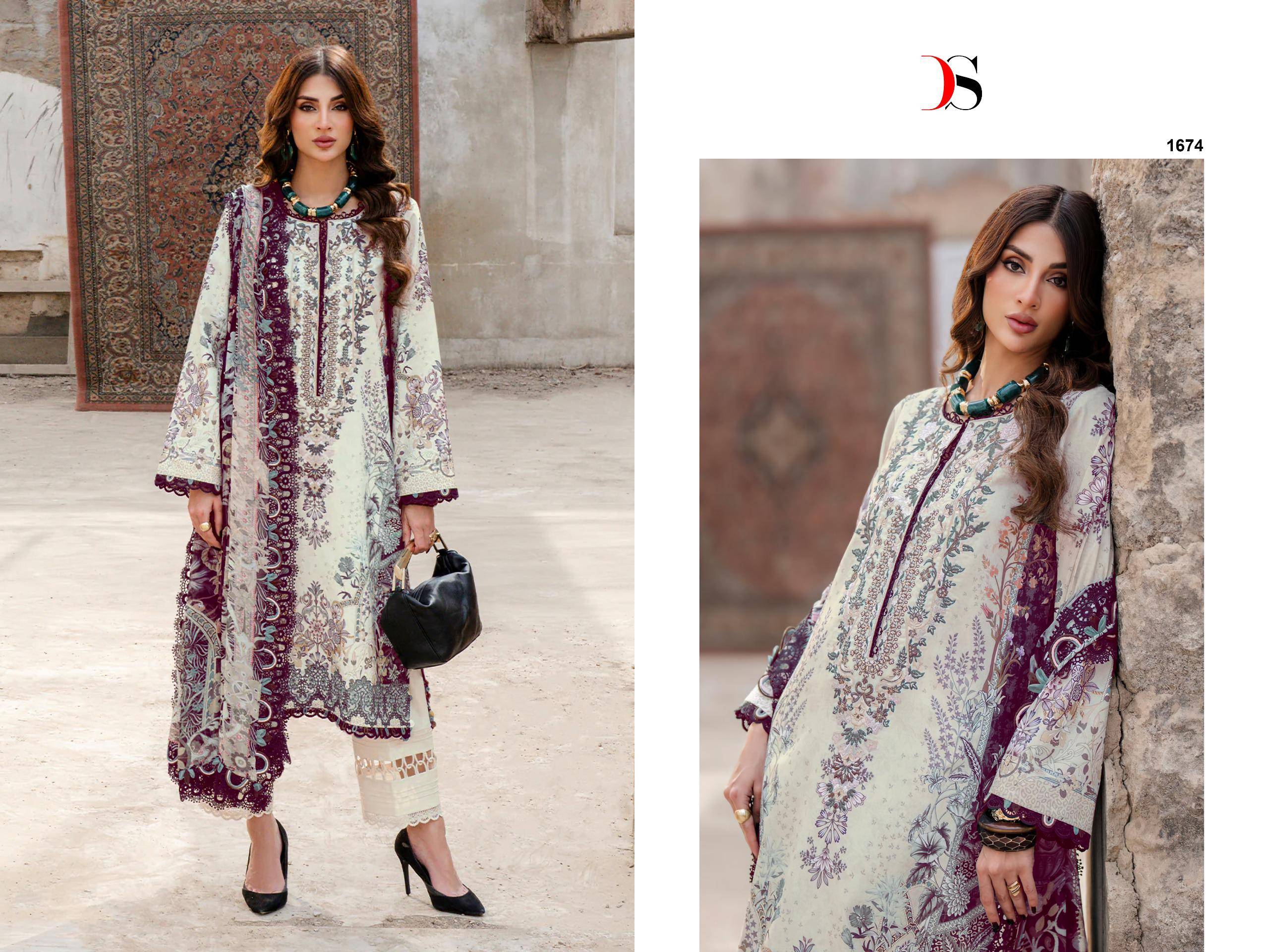 JADE BLISS LAWN 25 VOL 4 BY DEEPSY 1671 TO 1678 SERIES Pakistani Stylish Beautiful Colourful Printed & Embroidered Party Wear & Occasional Wear Pure cotton Dresses At Wholesale Price
