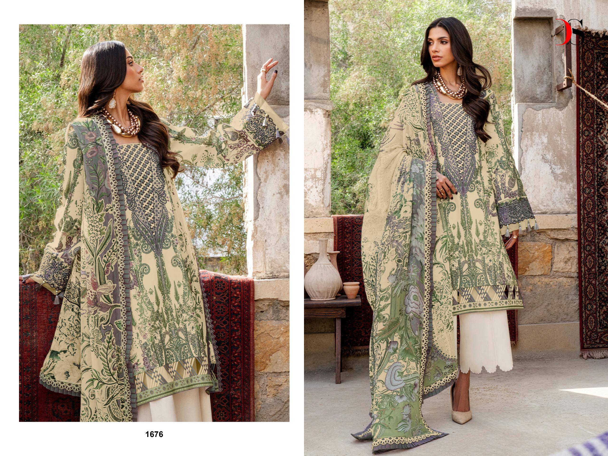 JADE BLISS LAWN 25 VOL 4 BY DEEPSY 1671 TO 1678 SERIES Pakistani Stylish Beautiful Colourful Printed & Embroidered Party Wear & Occasional Wear Pure cotton Dresses At Wholesale Price