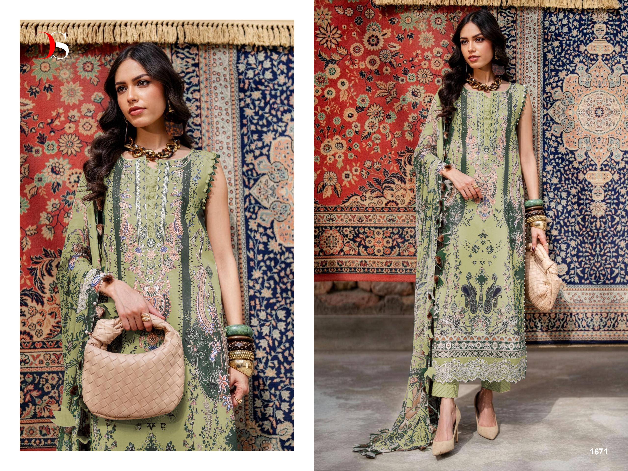 JADE BLISS LAWN 25 VOL 4 BY DEEPSY 1671 TO 1678 SERIES Pakistani Stylish Beautiful Colourful Printed & Embroidered Party Wear & Occasional Wear Pure cotton Dresses At Wholesale Price