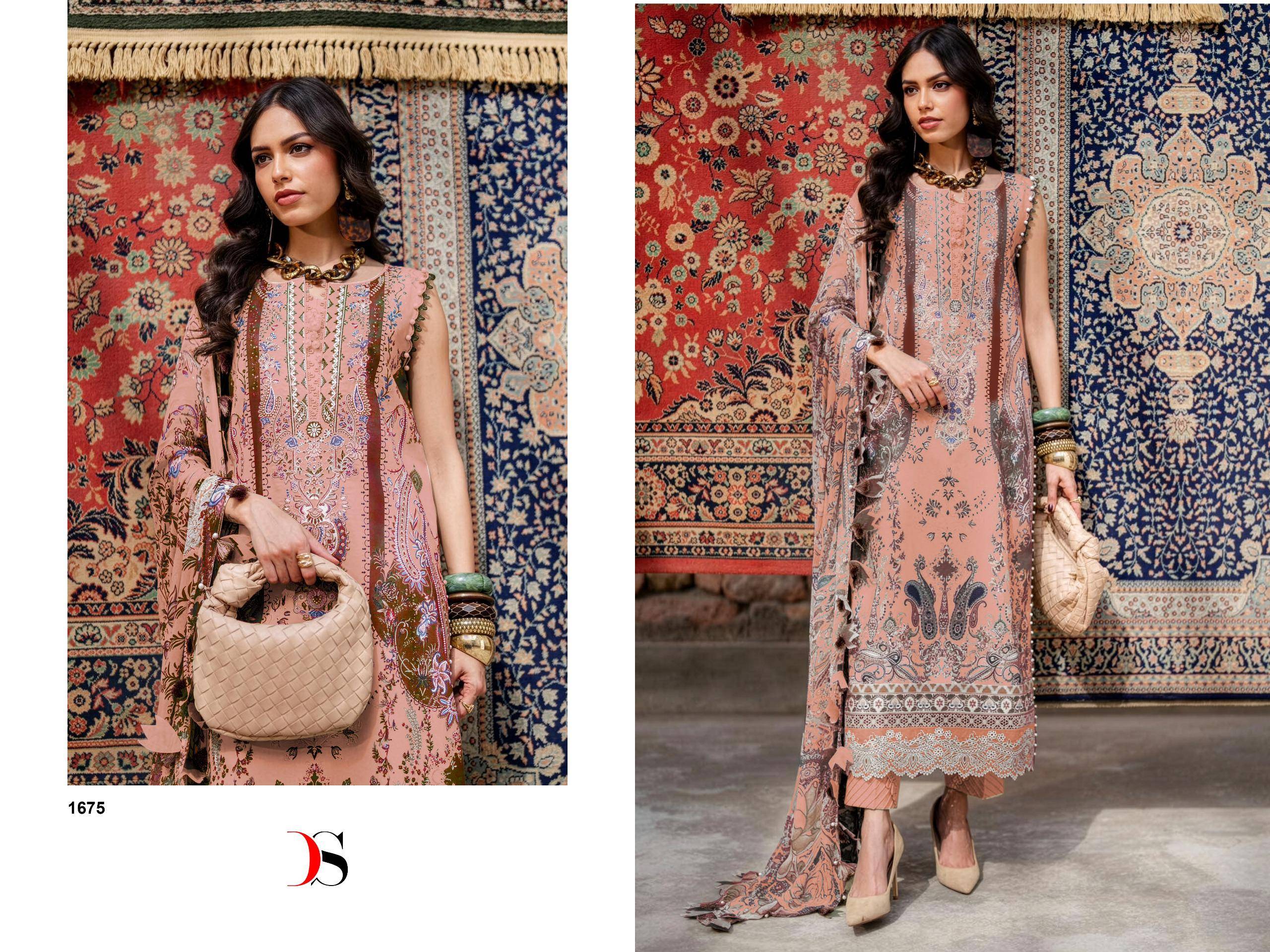 JADE BLISS LAWN 25 VOL 4 BY DEEPSY 1671 TO 1678 SERIES Pakistani Stylish Beautiful Colourful Printed & Embroidered Party Wear & Occasional Wear Pure cotton Dresses At Wholesale Price