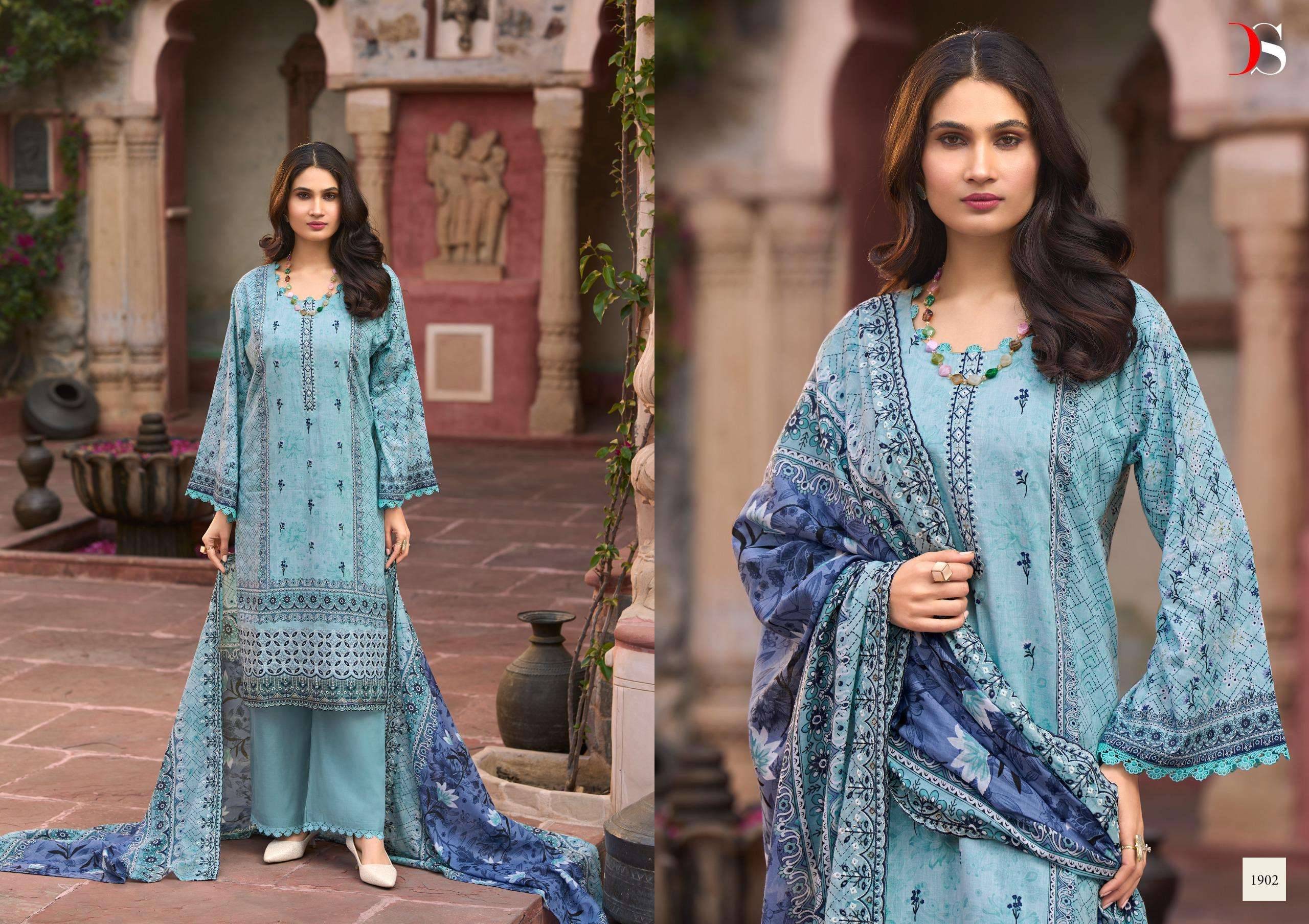 BIN SAEED LAWN COLLECTION VOL 19   BY DEEPSY 1901 TO 1908 SERIES Pakistani Stylish Beautiful Colourful Printed & Embroidered Party Wear & Occasional Wear Pure cotton Dresses At Wholesale Price