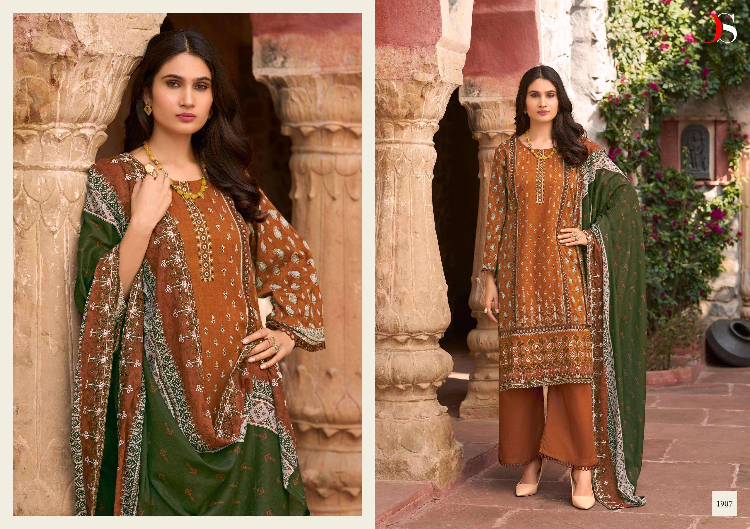 BIN SAEED LAWN COLLECTION VOL 19   BY DEEPSY 1901 TO 1908 SERIES Pakistani Stylish Beautiful Colourful Printed & Embroidered Party Wear & Occasional Wear Pure cotton Dresses At Wholesale Price