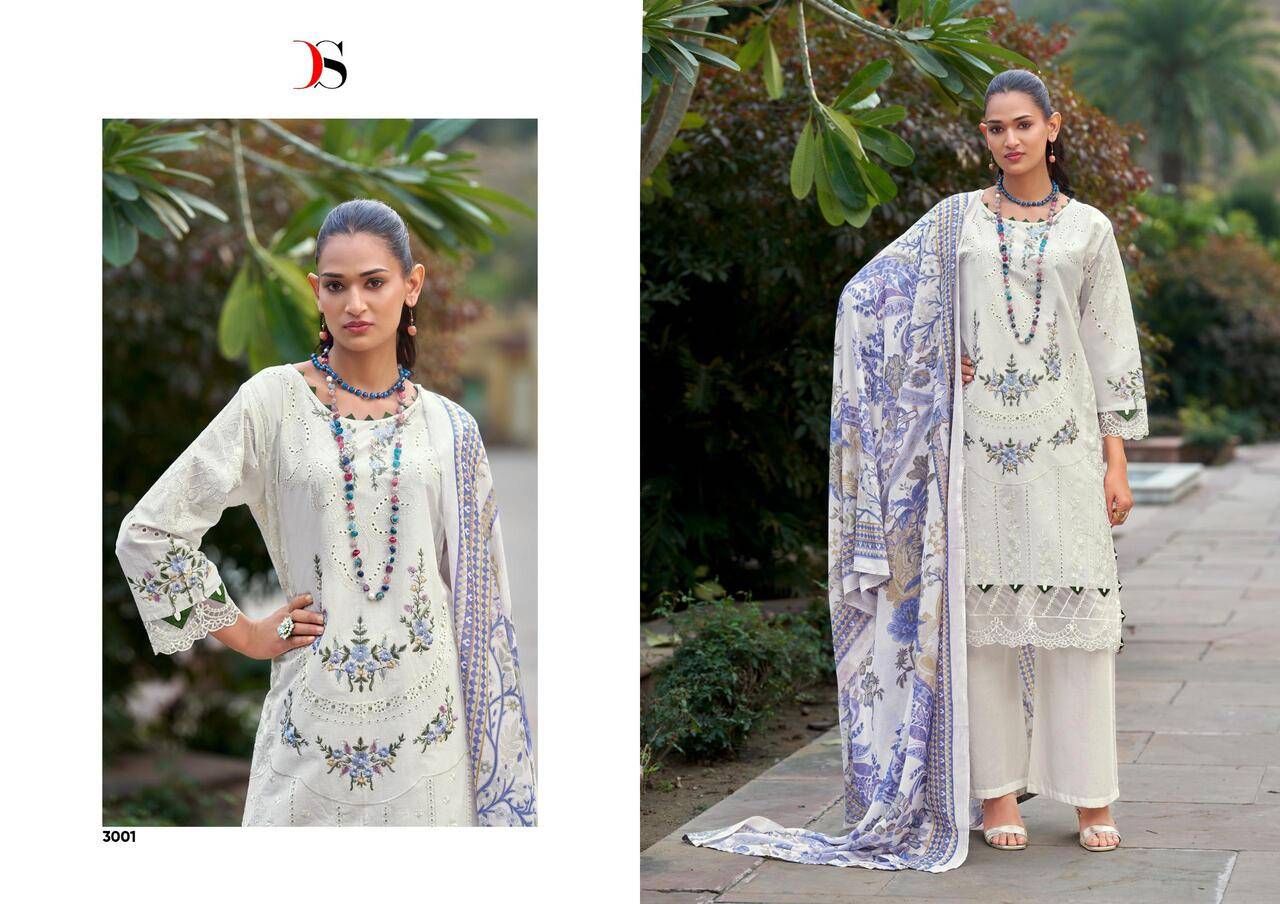 MARIA B LUXE VOL 3 BY DEEPSY 3001 TO 3006 SERIES Pakistani Stylish Beautiful Colourful Printed & Embroidered Party Wear & Occasional Wear Pure cotton Dresses At Wholesale Price