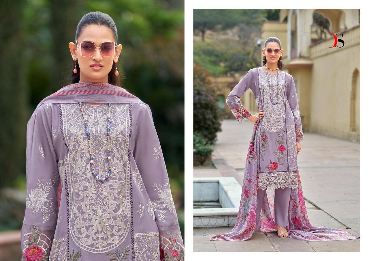 MARIA B LUXE VOL 3 BY DEEPSY 3001 TO 3006 SERIES Pakistani Stylish Beautiful Colourful Printed & Embroidered Party Wear & Occasional Wear Pure cotton Dresses At Wholesale Price