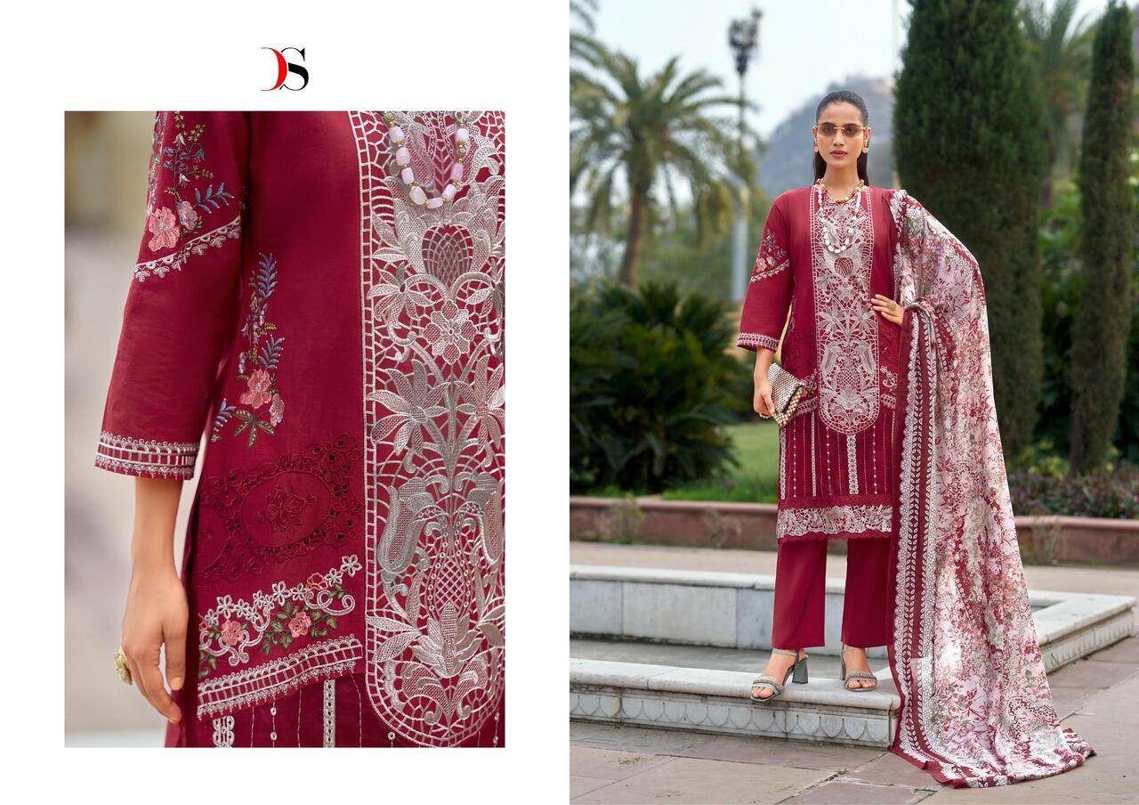 MARIA B LUXE VOL 3 BY DEEPSY 3001 TO 3006 SERIES Pakistani Stylish Beautiful Colourful Printed & Embroidered Party Wear & Occasional Wear Pure cotton Dresses At Wholesale Price