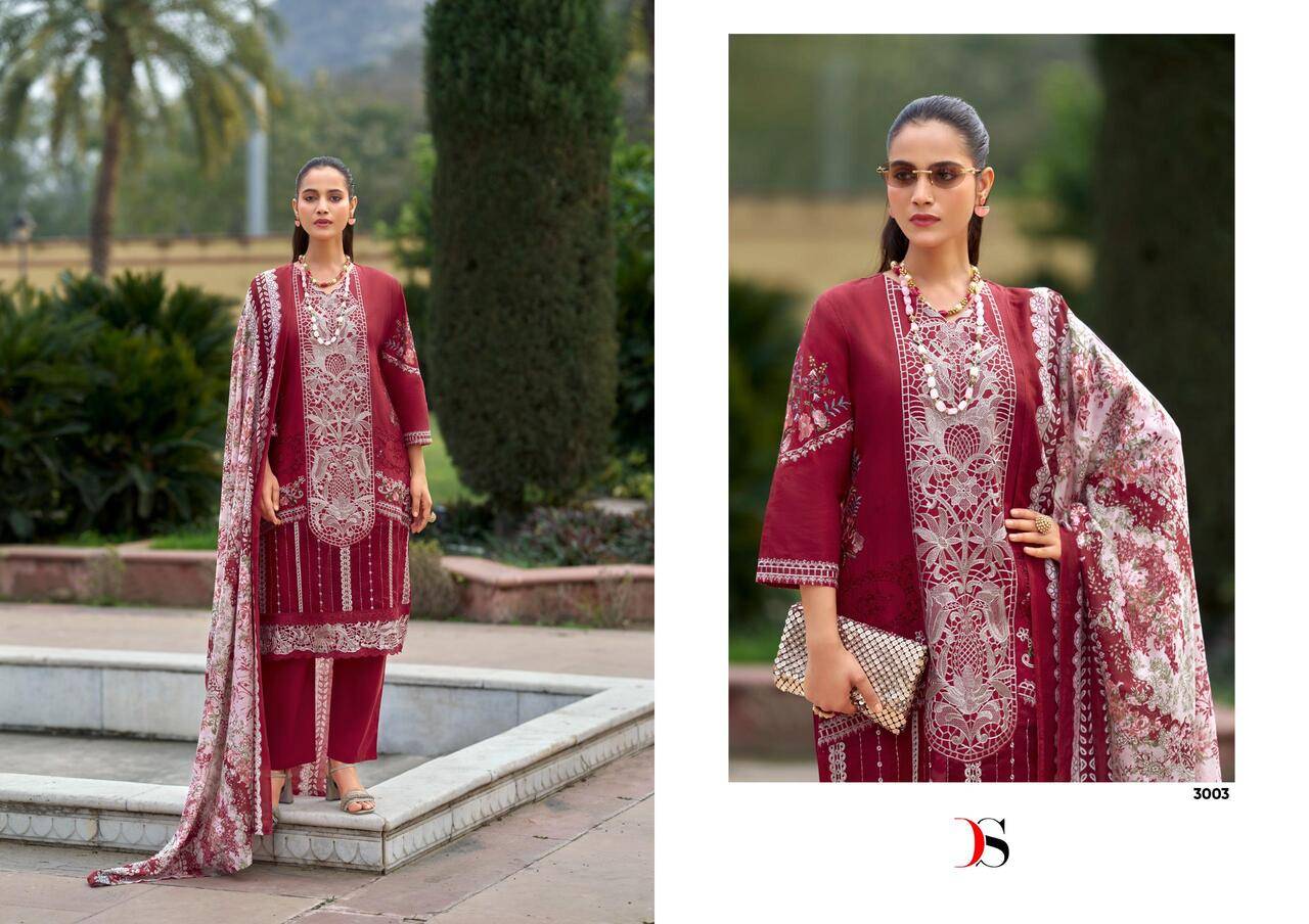 MARIA B LUXE VOL 3 BY DEEPSY 3001 TO 3006 SERIES Pakistani Stylish Beautiful Colourful Printed & Embroidered Party Wear & Occasional Wear Pure cotton Dresses At Wholesale Price