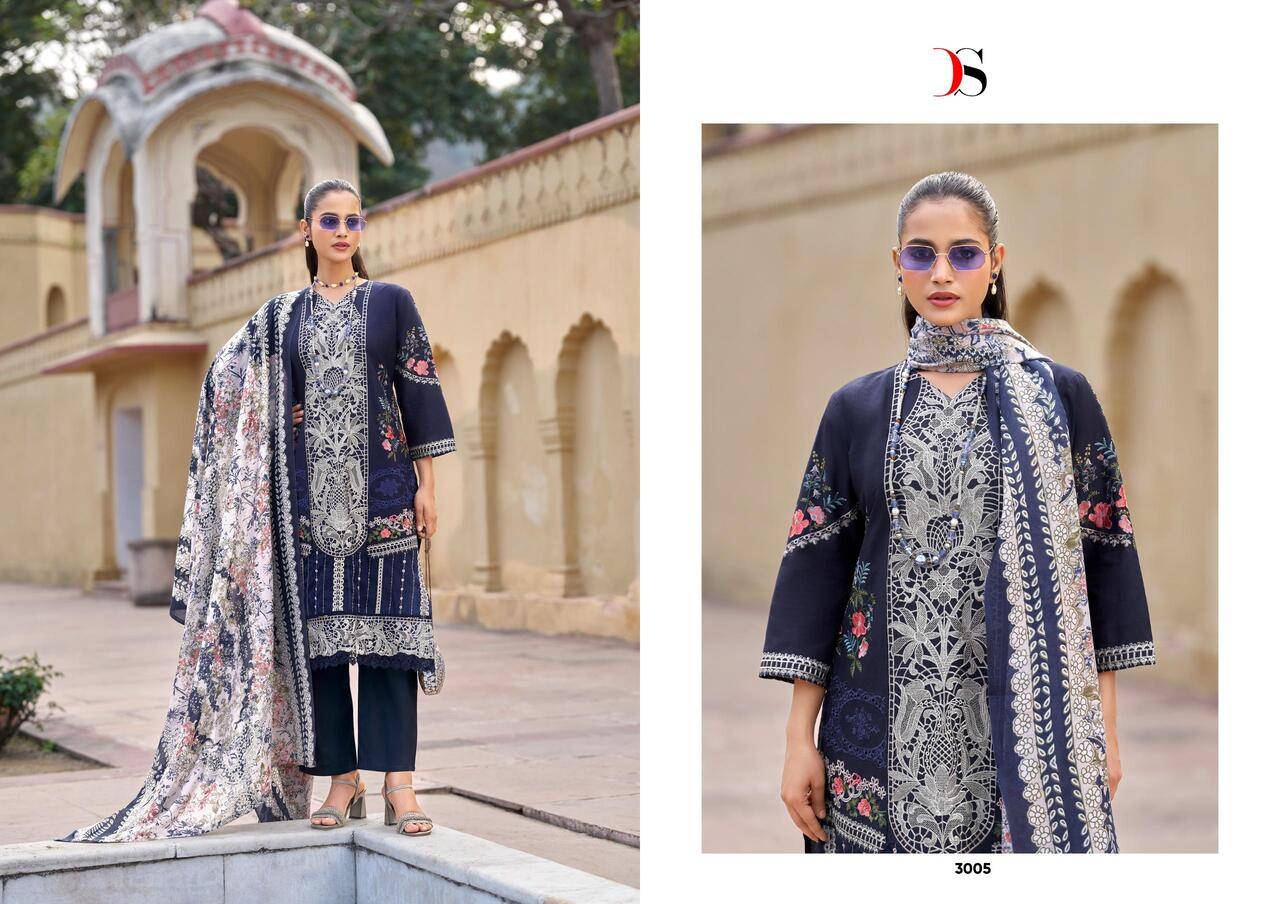 MARIA B LUXE VOL 3 BY DEEPSY 3001 TO 3006 SERIES Pakistani Stylish Beautiful Colourful Printed & Embroidered Party Wear & Occasional Wear Pure cotton Dresses At Wholesale Price