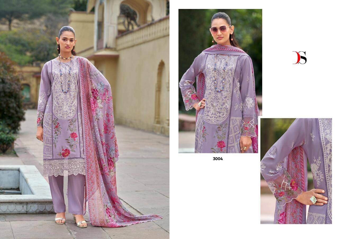 MARIA B LUXE VOL 3 BY DEEPSY 3001 TO 3006 SERIES Pakistani Stylish Beautiful Colourful Printed & Embroidered Party Wear & Occasional Wear Pure cotton Dresses At Wholesale Price