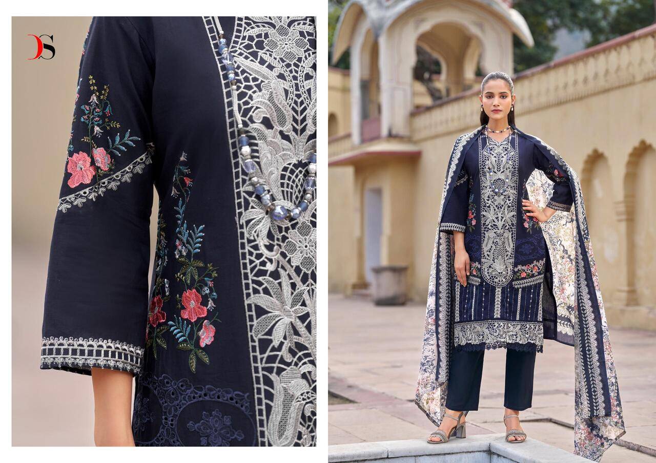 MARIA B LUXE VOL 3 BY DEEPSY 3001 TO 3006 SERIES Pakistani Stylish Beautiful Colourful Printed & Embroidered Party Wear & Occasional Wear Pure cotton Dresses At Wholesale Price