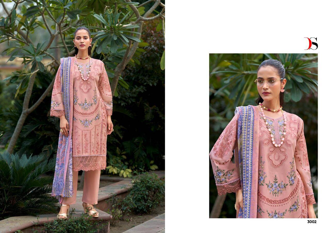 MARIA B LUXE VOL 3 BY DEEPSY 3001 TO 3006 SERIES Pakistani Stylish Beautiful Colourful Printed & Embroidered Party Wear & Occasional Wear Pure cotton Dresses At Wholesale Price