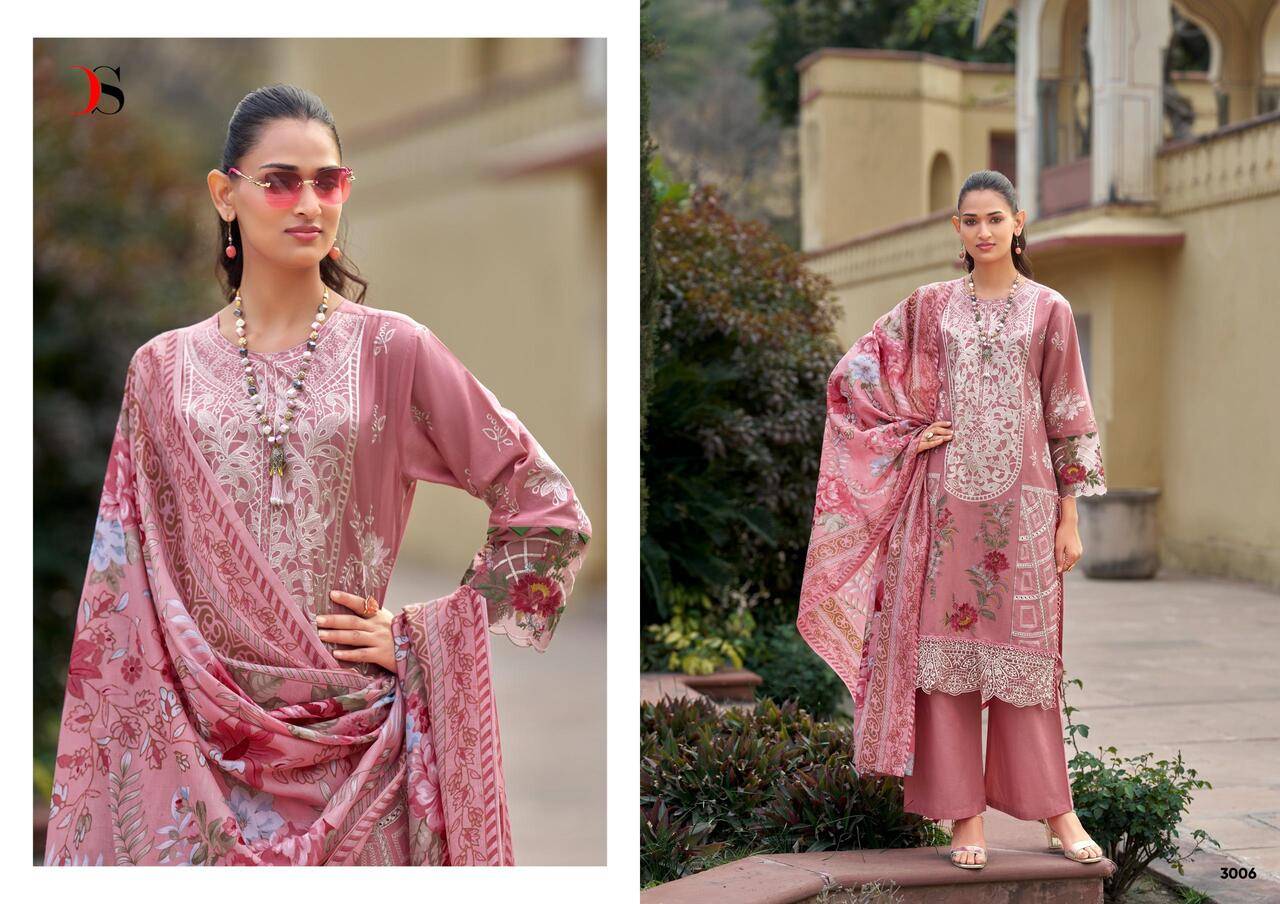 MARIA B LUXE VOL 3 BY DEEPSY 3001 TO 3006 SERIES Pakistani Stylish Beautiful Colourful Printed & Embroidered Party Wear & Occasional Wear Pure cotton Dresses At Wholesale Price
