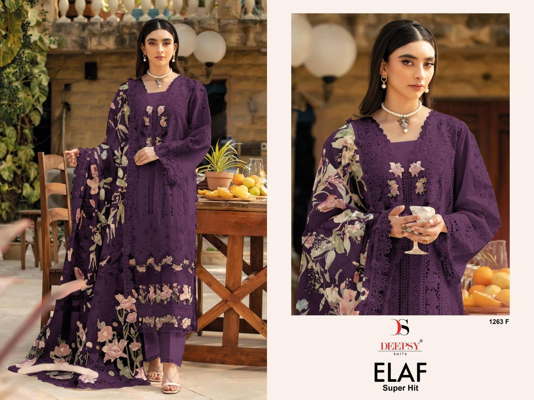 Elaf Super Hit 1263 COLORS BY DEEPSY 11263-E TO 1263-H SERIES Pakistani Stylish Beautiful Colourful Printed & Embroidered Party Wear & Occasional Wear Pure cotton Dresses At Wholesale Price