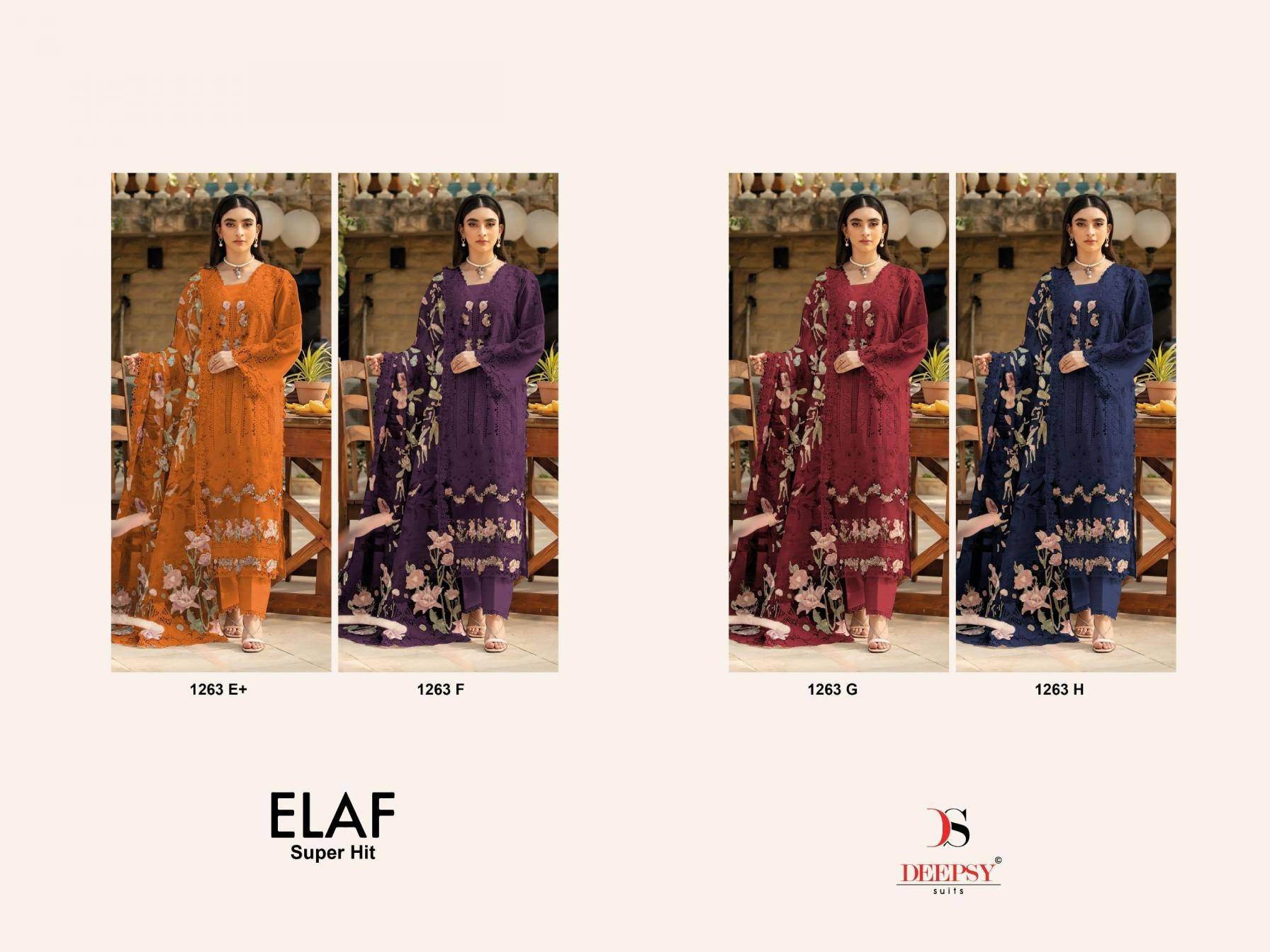 Elaf Super Hit 1263 COLORS BY DEEPSY 11263-E TO 1263-H SERIES Pakistani Stylish Beautiful Colourful Printed & Embroidered Party Wear & Occasional Wear Pure cotton Dresses At Wholesale Price