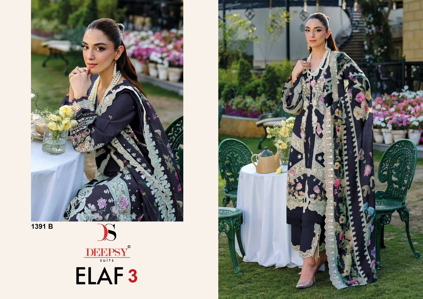 Elaf 1391 colors BY DEEPSY 1391-A TO 1391-D SERIES Pakistani Stylish Beautiful Colourful Printed & Embroidered Party Wear & Occasional Wear Pure cotton Dresses At Wholesale Price