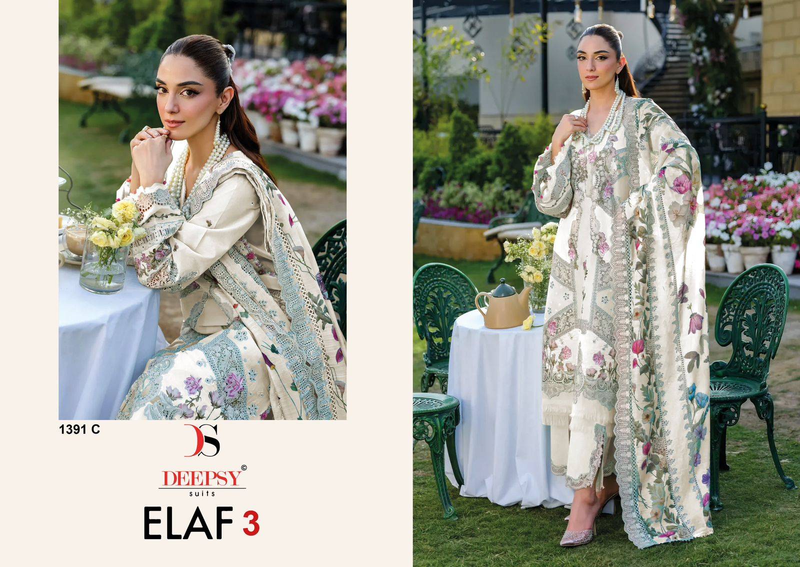 Elaf 1391 colors BY DEEPSY 1391-A TO 1391-D SERIES Pakistani Stylish Beautiful Colourful Printed & Embroidered Party Wear & Occasional Wear Pure cotton Dresses At Wholesale Price