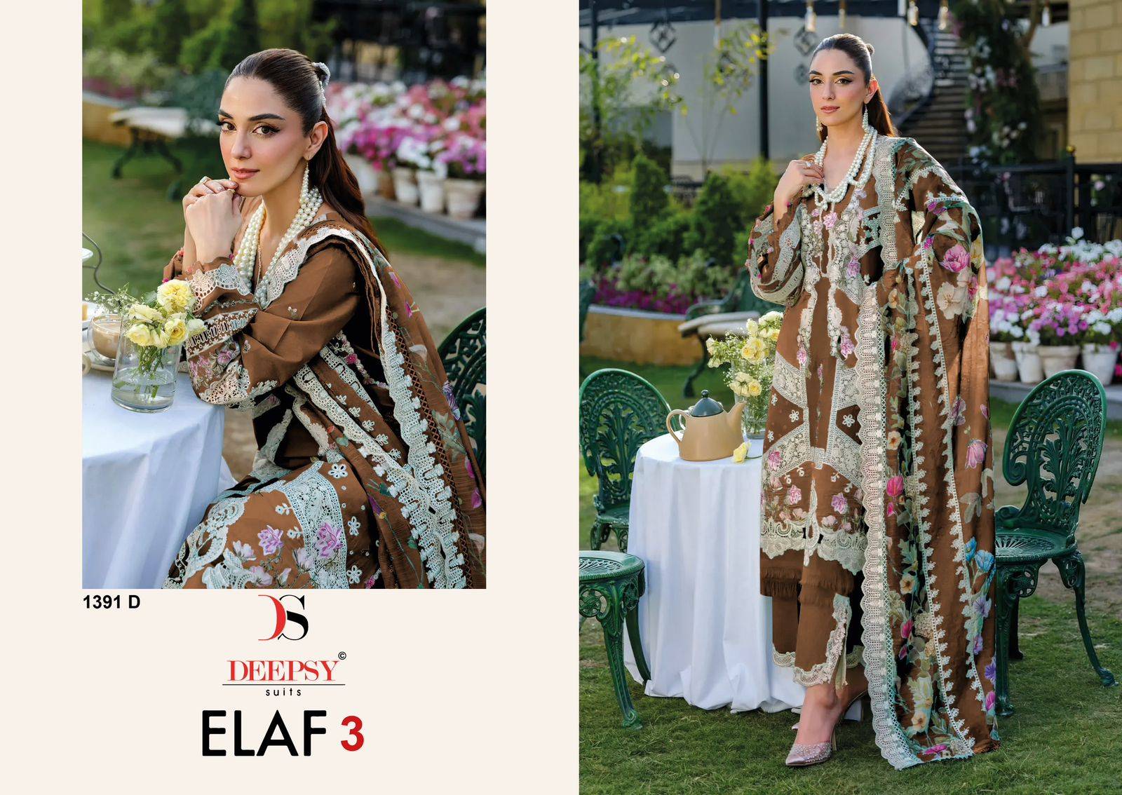 Elaf 1391 colors BY DEEPSY 1391-A TO 1391-D SERIES Pakistani Stylish Beautiful Colourful Printed & Embroidered Party Wear & Occasional Wear Pure cotton Dresses At Wholesale Price