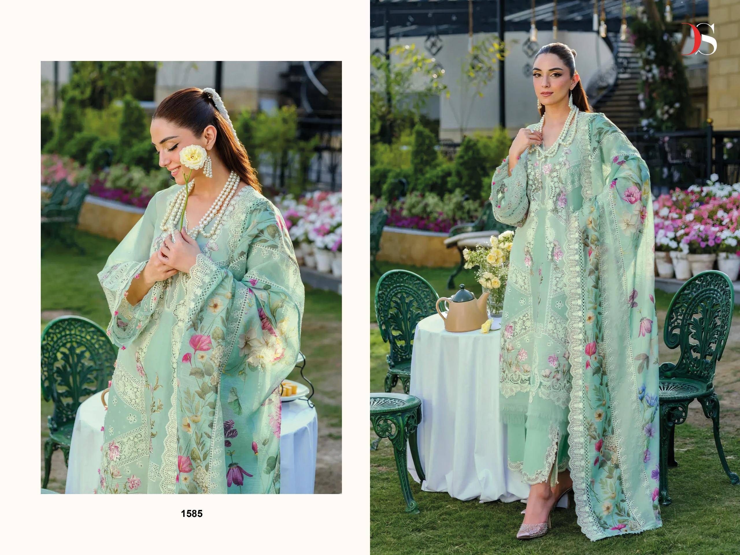 Elaf Block Buster BY DEEPSY 1581 TO 1587 SERIES Pakistani Stylish Beautiful Colourful Printed & Embroidered Party Wear & Occasional Wear Pure cotton Dresses At Wholesale Price