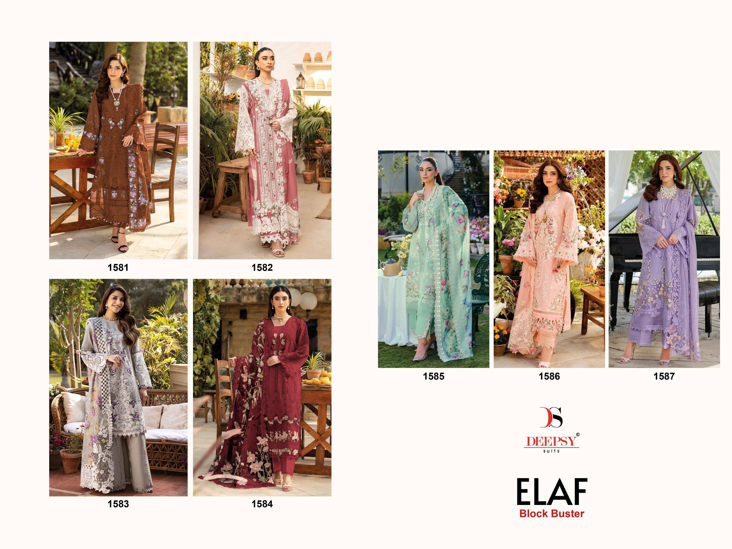Elaf Block Buster BY DEEPSY 1581 TO 1587 SERIES Pakistani Stylish Beautiful Colourful Printed & Embroidered Party Wear & Occasional Wear Pure cotton Dresses At Wholesale Price