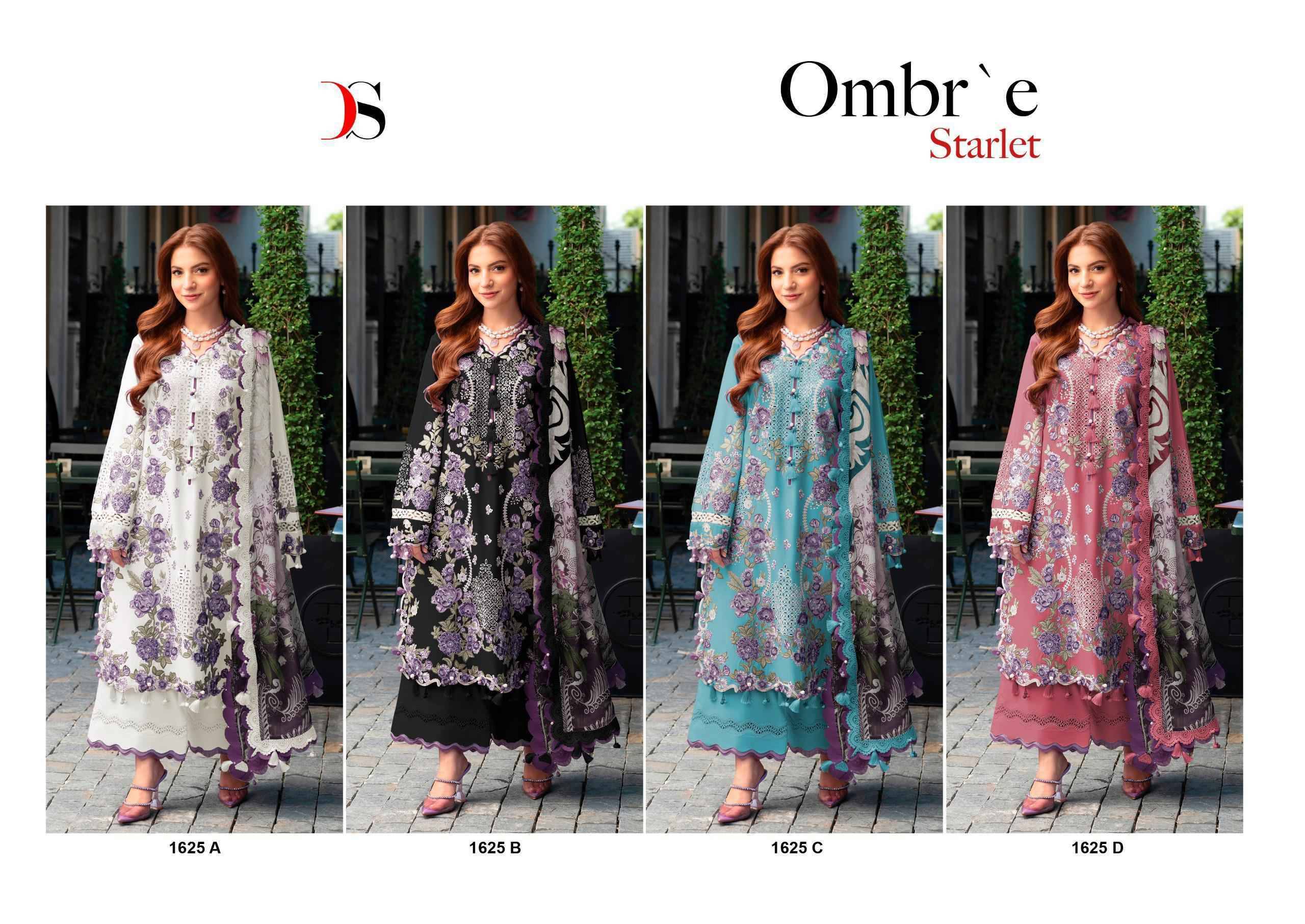 Ombre Starlet Hit Design 1625 COLORS DEEPSY SUITS 1625 A TO 1625 D SERIES Pakistani Stylish Beautiful Colourful Printed & Embroidered Party Wear & Occasional Wear Pure cotton Dresses At Wholesale Price