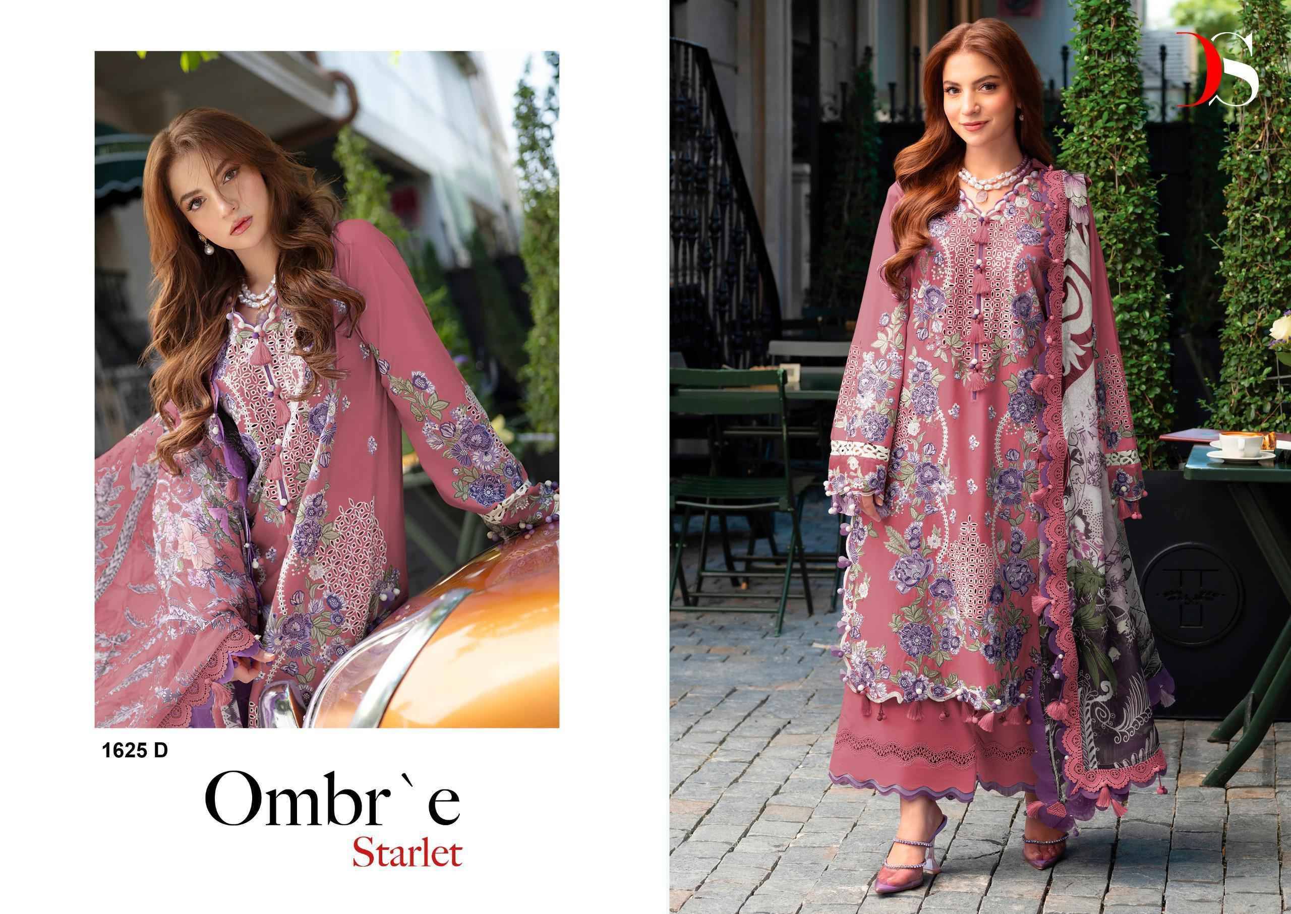 Ombre Starlet Hit Design 1625 COLORS DEEPSY SUITS 1625 A TO 1625 D SERIES Pakistani Stylish Beautiful Colourful Printed & Embroidered Party Wear & Occasional Wear Pure cotton Dresses At Wholesale Price
