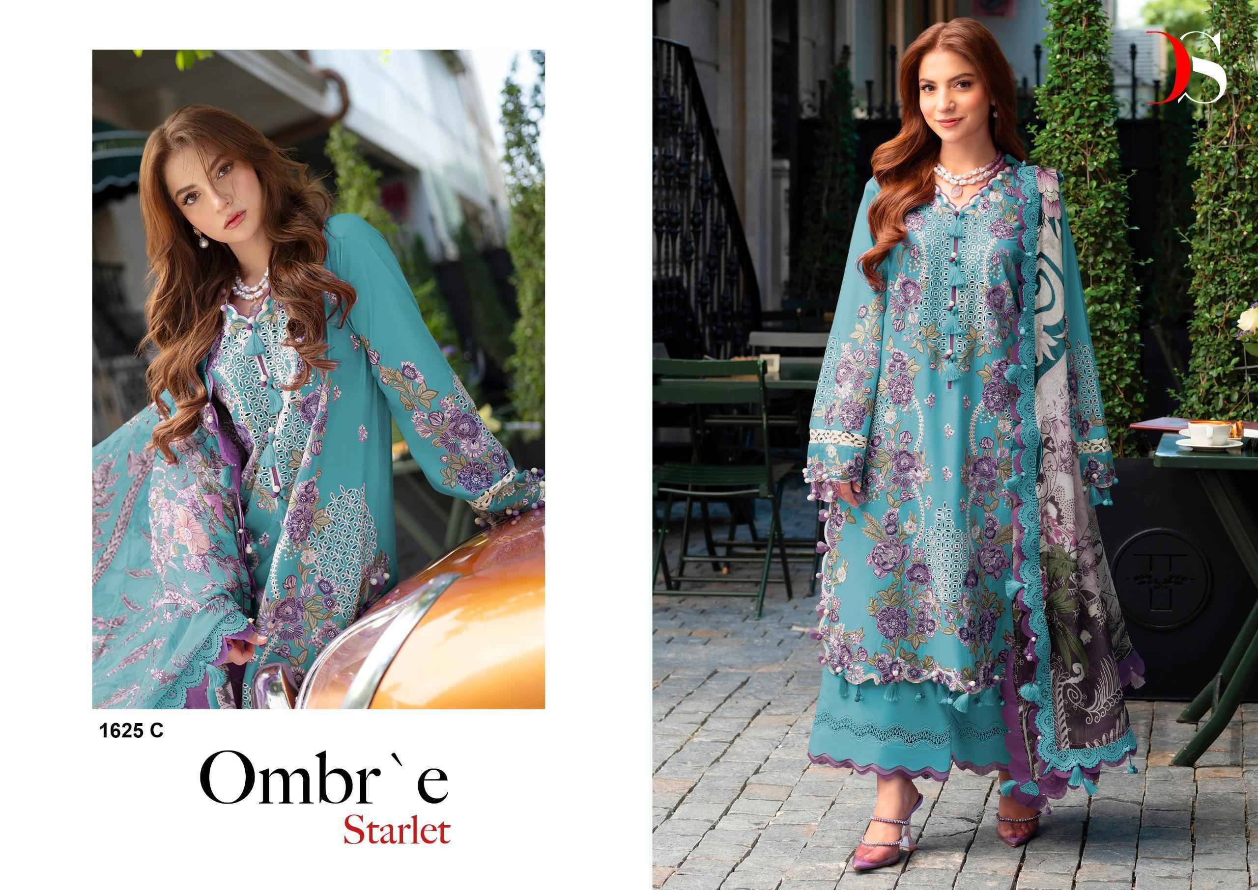 Ombre Starlet Hit Design 1625 COLORS DEEPSY SUITS 1625 A TO 1625 D SERIES Pakistani Stylish Beautiful Colourful Printed & Embroidered Party Wear & Occasional Wear Pure cotton Dresses At Wholesale Price