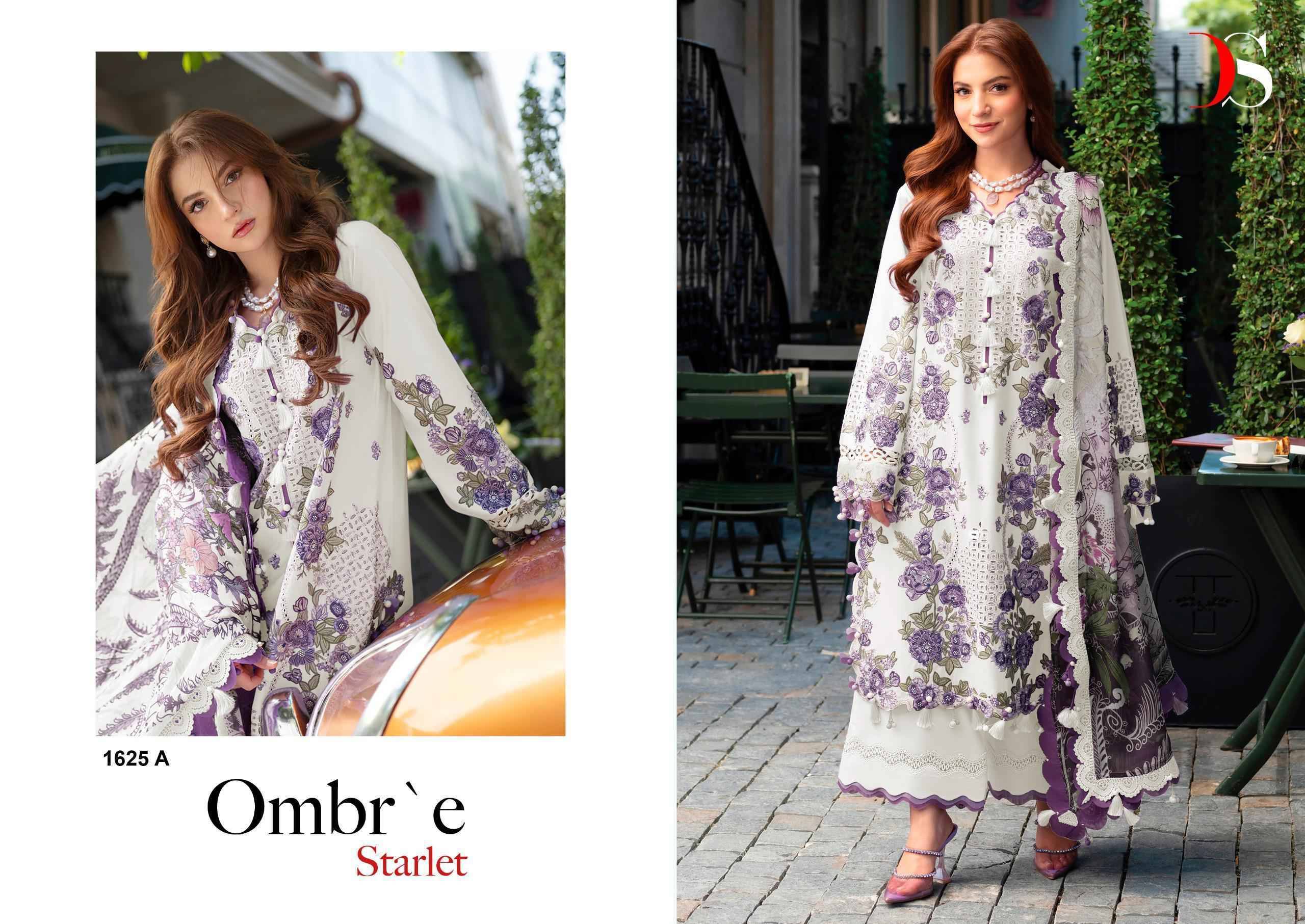 Ombre Starlet Hit Design 1625 COLORS DEEPSY SUITS 1625 A TO 1625 D SERIES Pakistani Stylish Beautiful Colourful Printed & Embroidered Party Wear & Occasional Wear Pure cotton Dresses At Wholesale Price