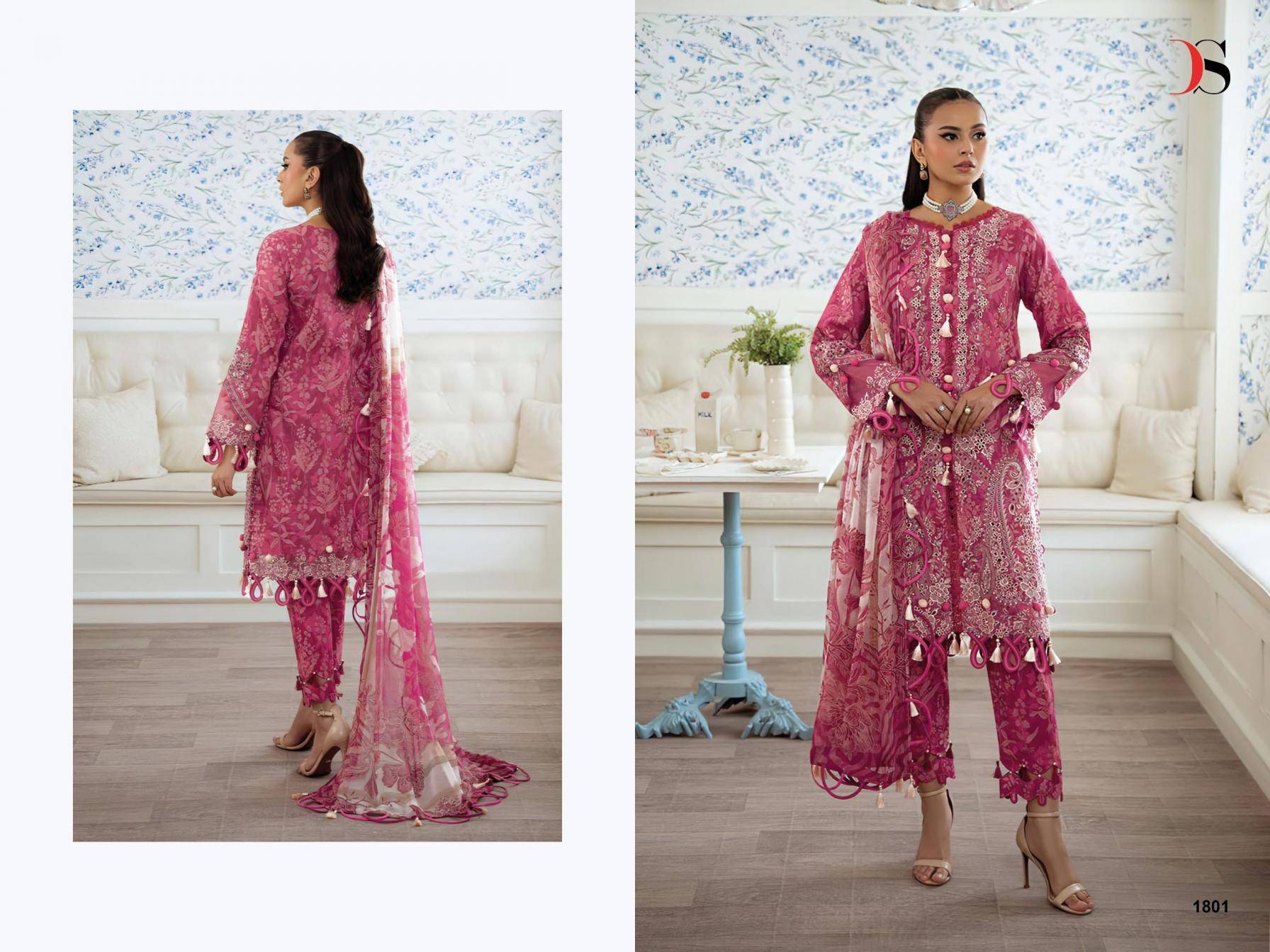  JADE FLORA PREMIUM DEEPSY SUITS 1801 TO 1808 SERIES Pakistani Stylish Beautiful Colourful Printed & Embroidered Party Wear & Occasional Wear Pure cotton Dresses At Wholesale Price
