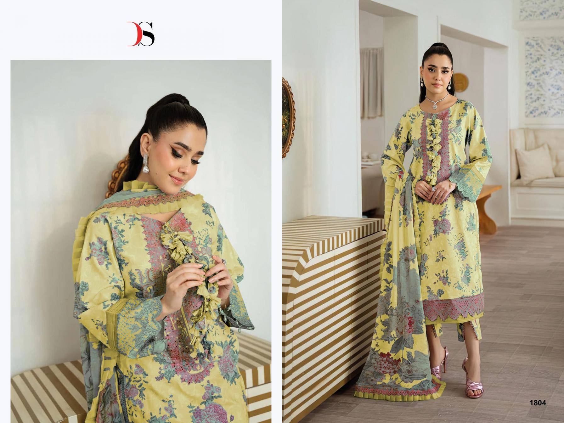  JADE FLORA PREMIUM DEEPSY SUITS 1801 TO 1808 SERIES Pakistani Stylish Beautiful Colourful Printed & Embroidered Party Wear & Occasional Wear Pure cotton Dresses At Wholesale Price