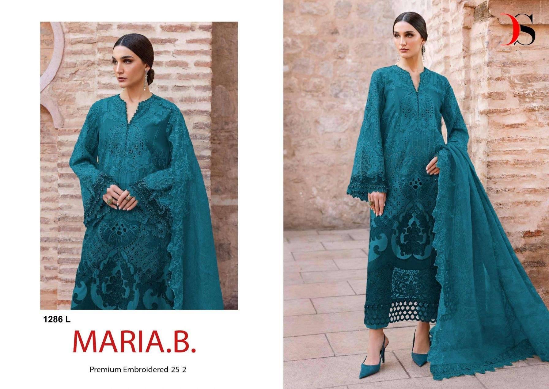 MARIA B PREMIUM EMBROIDERED 25 VOL 2 BY DEEPSY SUITS 1286 I TO 1286  SERIES Pakistani Stylish Beautiful Colourful Printed & Embroidered Party Wear & Occasional Wear Pure cotton Dresses At Wholesale Price