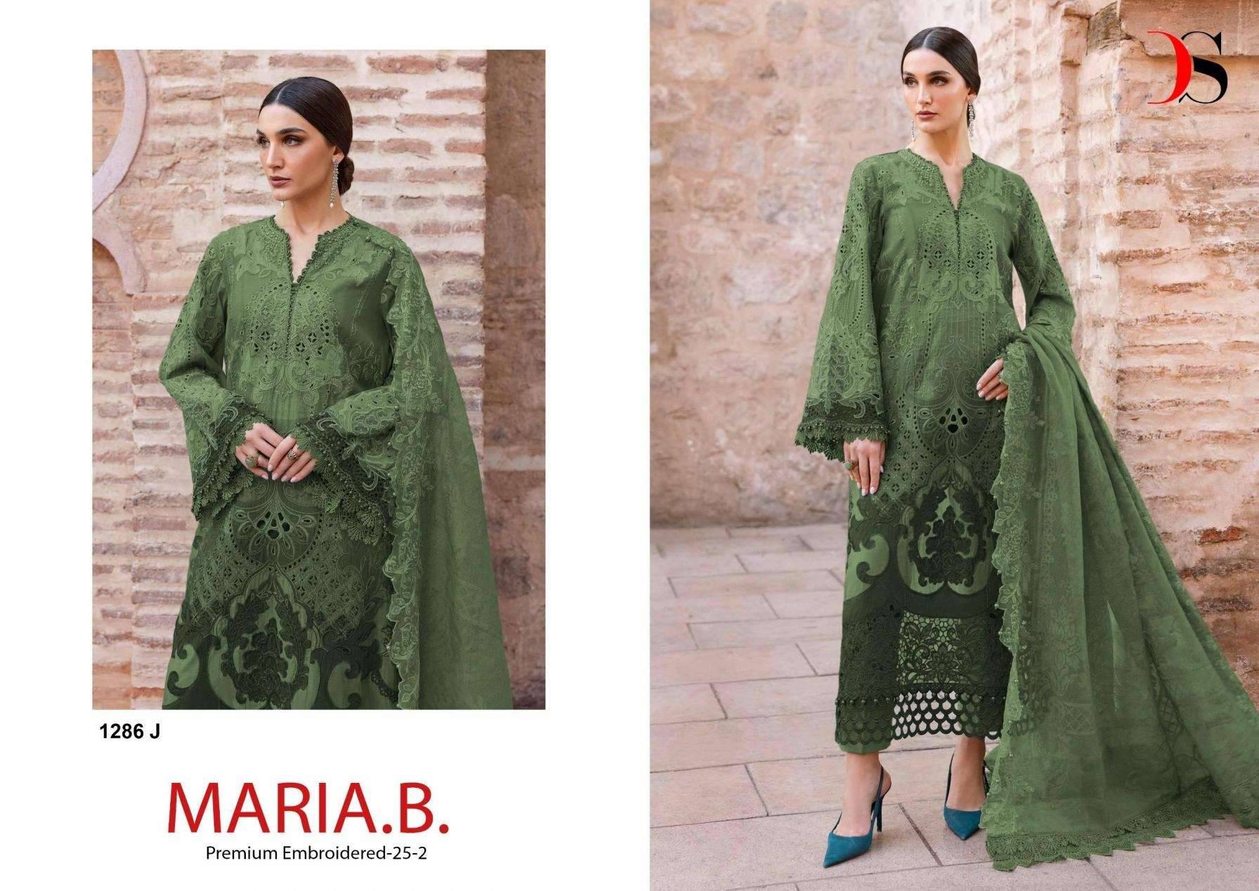 MARIA B PREMIUM EMBROIDERED 25 VOL 2 BY DEEPSY SUITS 1286 I TO 1286  SERIES Pakistani Stylish Beautiful Colourful Printed & Embroidered Party Wear & Occasional Wear Pure cotton Dresses At Wholesale Price