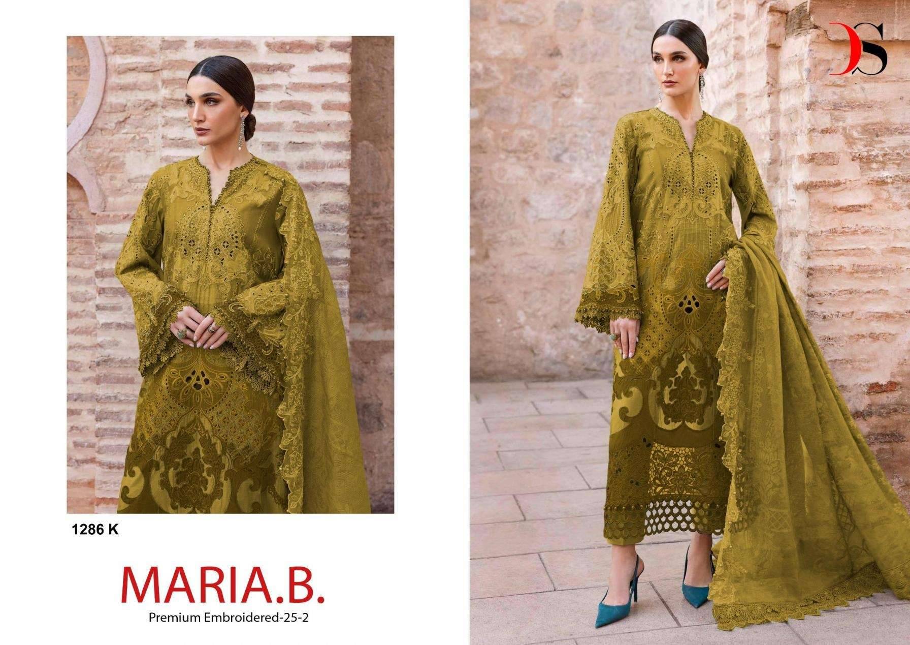 MARIA B PREMIUM EMBROIDERED 25 VOL 2 BY DEEPSY SUITS 1286 I TO 1286  SERIES Pakistani Stylish Beautiful Colourful Printed & Embroidered Party Wear & Occasional Wear Pure cotton Dresses At Wholesale Price