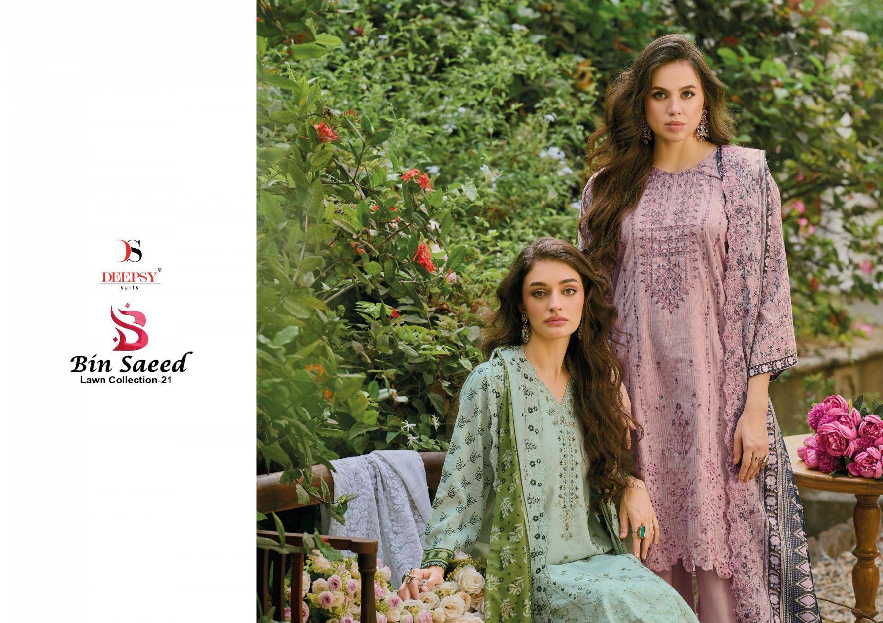 BIN SAEED LAWN COLLECTION VOL 21 BY DEEPSY SUITS 2101 TO 2106 SERIES Pakistani Stylish Beautiful Colourful Printed & Embroidered Party Wear & Occasional Wear Pure cotton Dresses At Wholesale Price