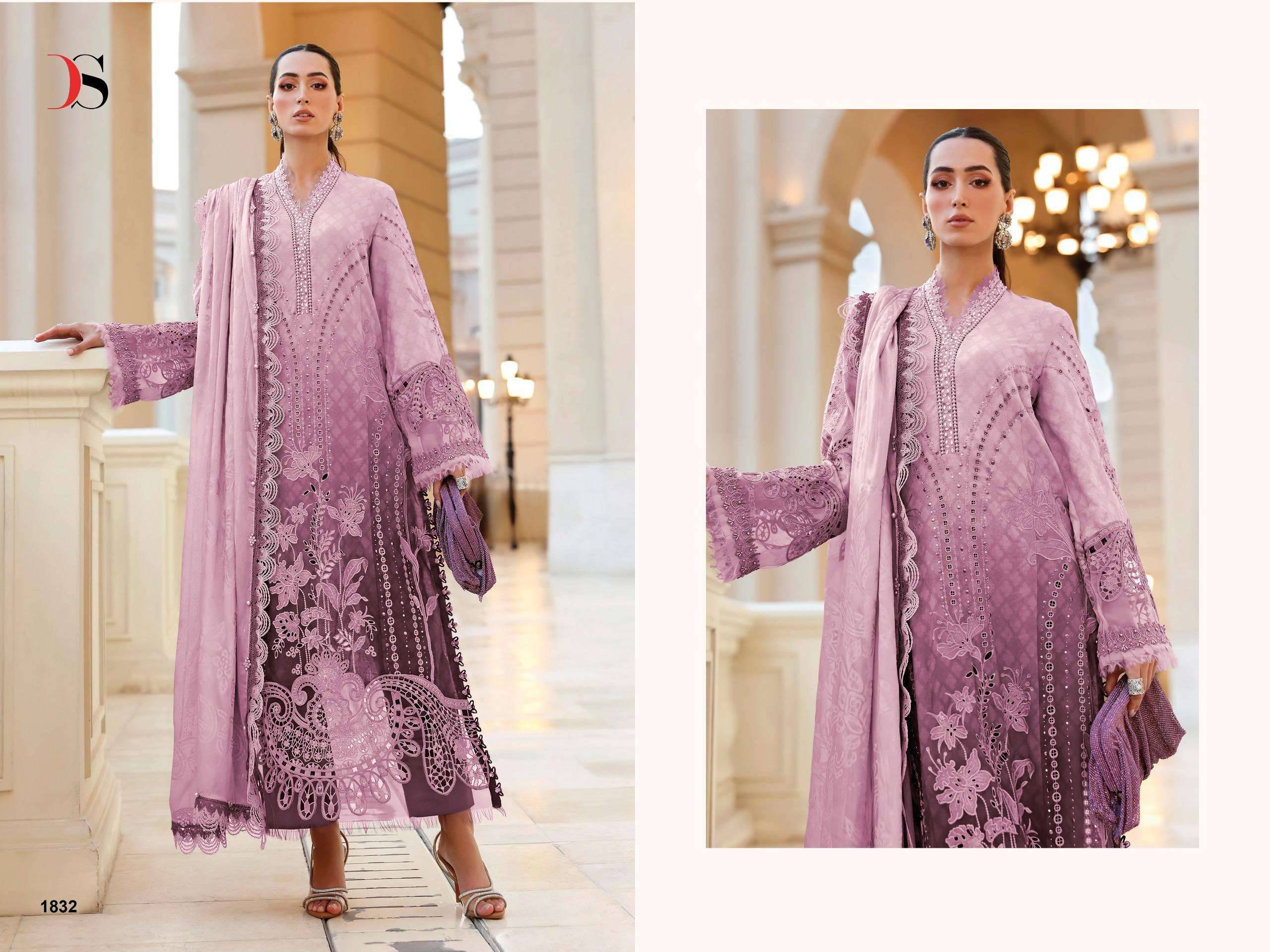 MARIA B PREMIUM EMBROIDERED VOL-4  BY DEEPSY SUITS 1831 TO 1836 SERIES Pakistani Stylish Beautiful Colourful Printed & Embroidered Party Wear & Occasional Wear Pure cotton Dresses At Wholesale Price